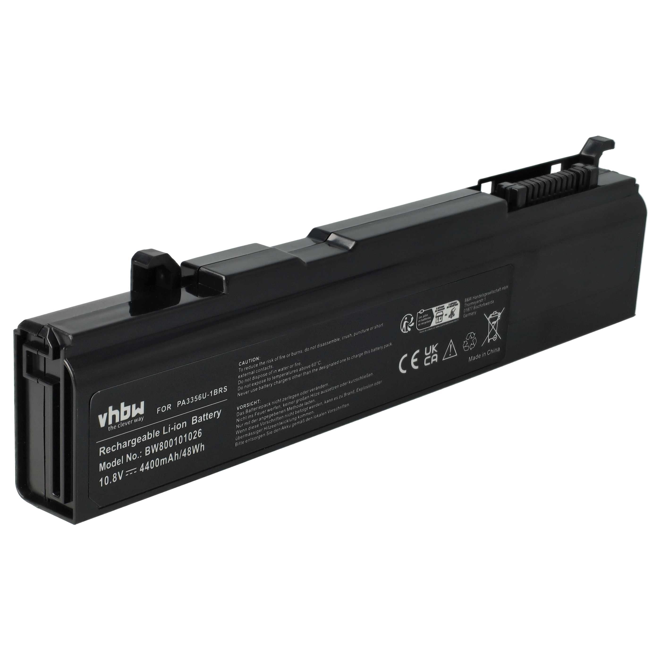 vhbw Akku passend für Toshiba Tecra M9-1B7, M9-156, M9-15T, M9-14F, Laptop-Akku Akku Li-Ion 4400 mAh (10,8 V, 1 St), Leistungsfähiger Austausch-Akku für Notebook, Wiederaufladbar, Jede