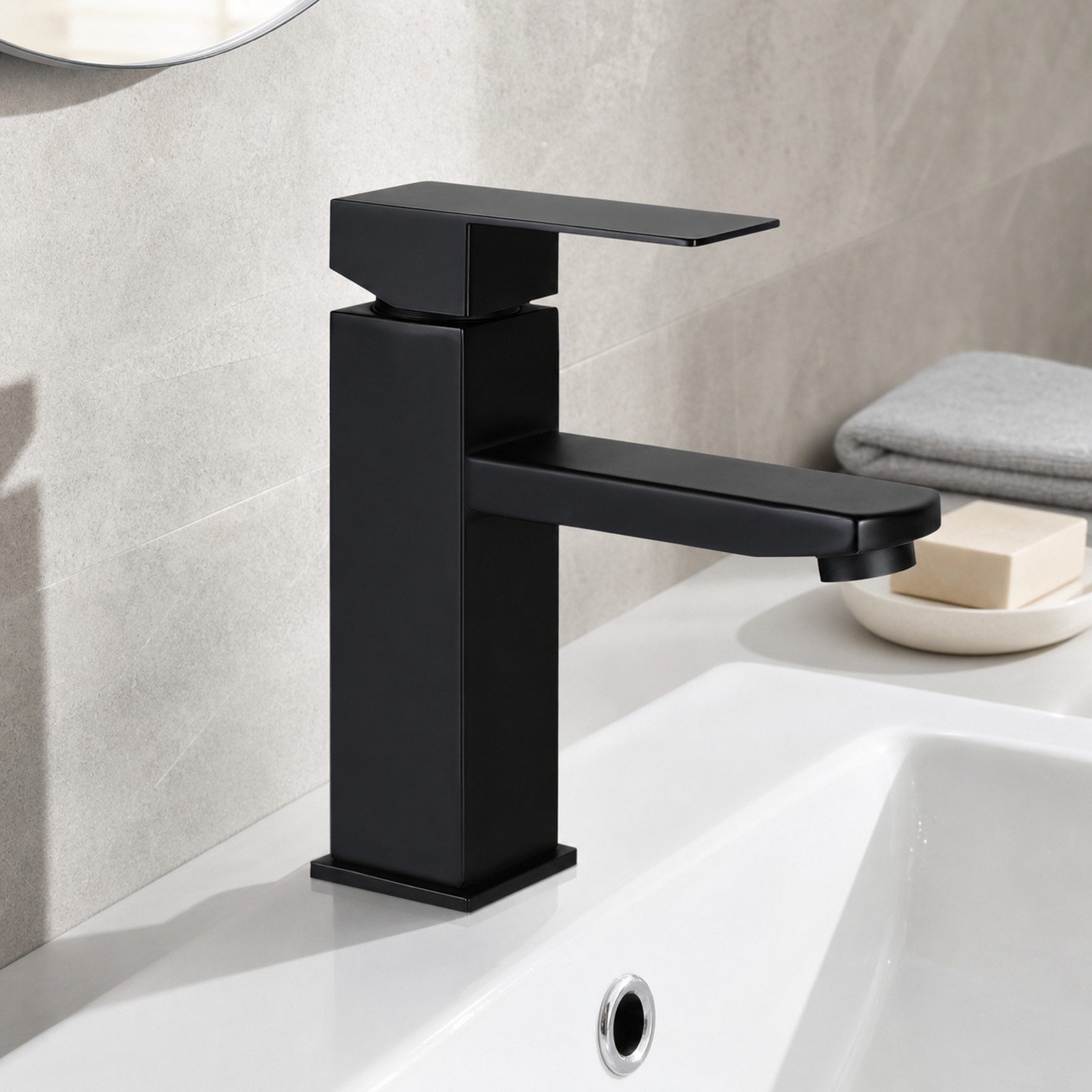 Ledklang Waschtischarmatur Spülbecken Silber/Schwarz Hochdruck Mischbatterie Hochdruck-Armatur aus Edelstahl für Waschbecken & Bad