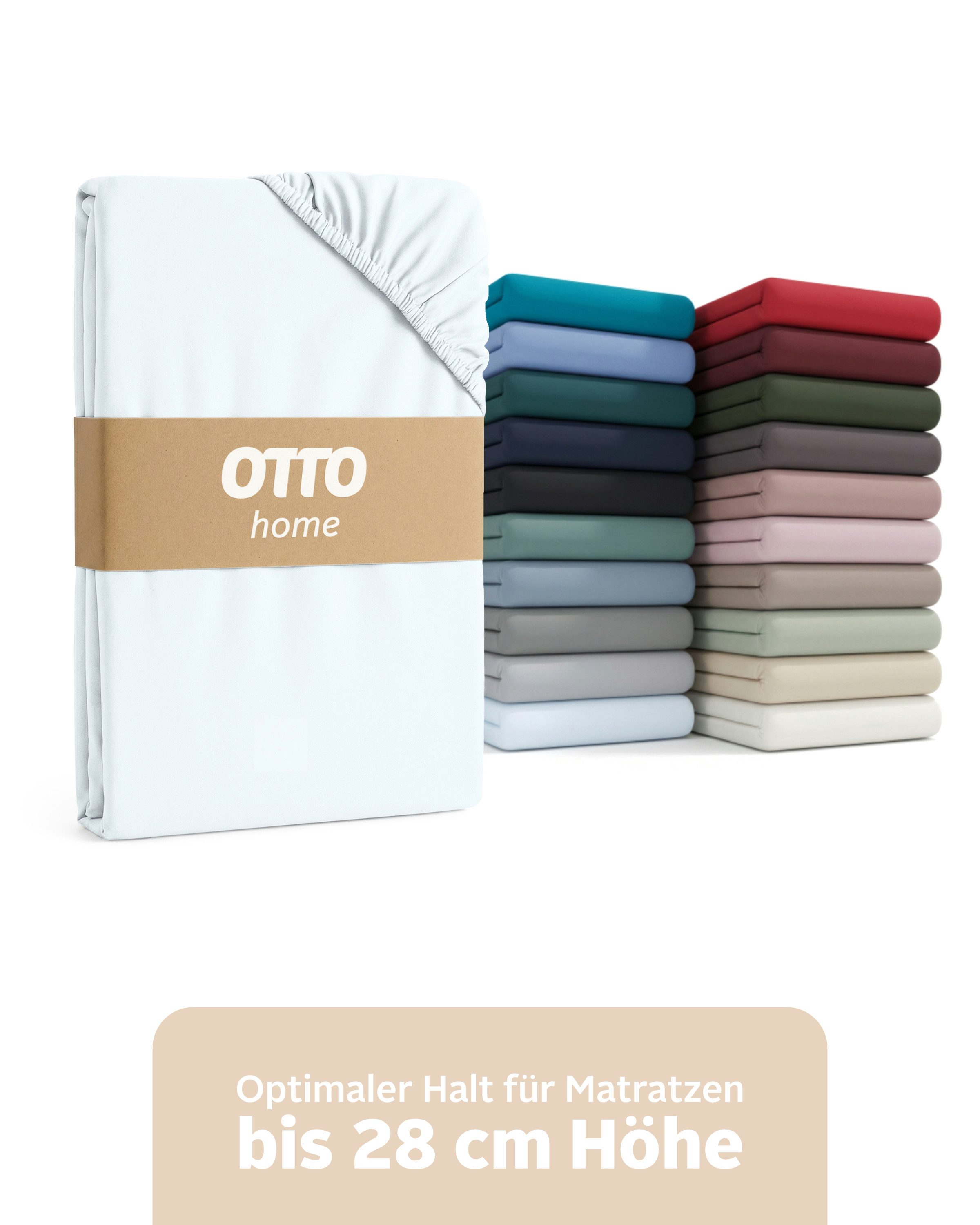 OTTO home Spannbettlaken BLACKBERRY in PREMIUM und BASIC Qualität, 100% Baumwolle, Jersey (160 g/m), Gummizug: rundum, (1 Stück), für hohe Matratzen bis 28 cm, Bettlaken, Spannbetttuch, Boxspring