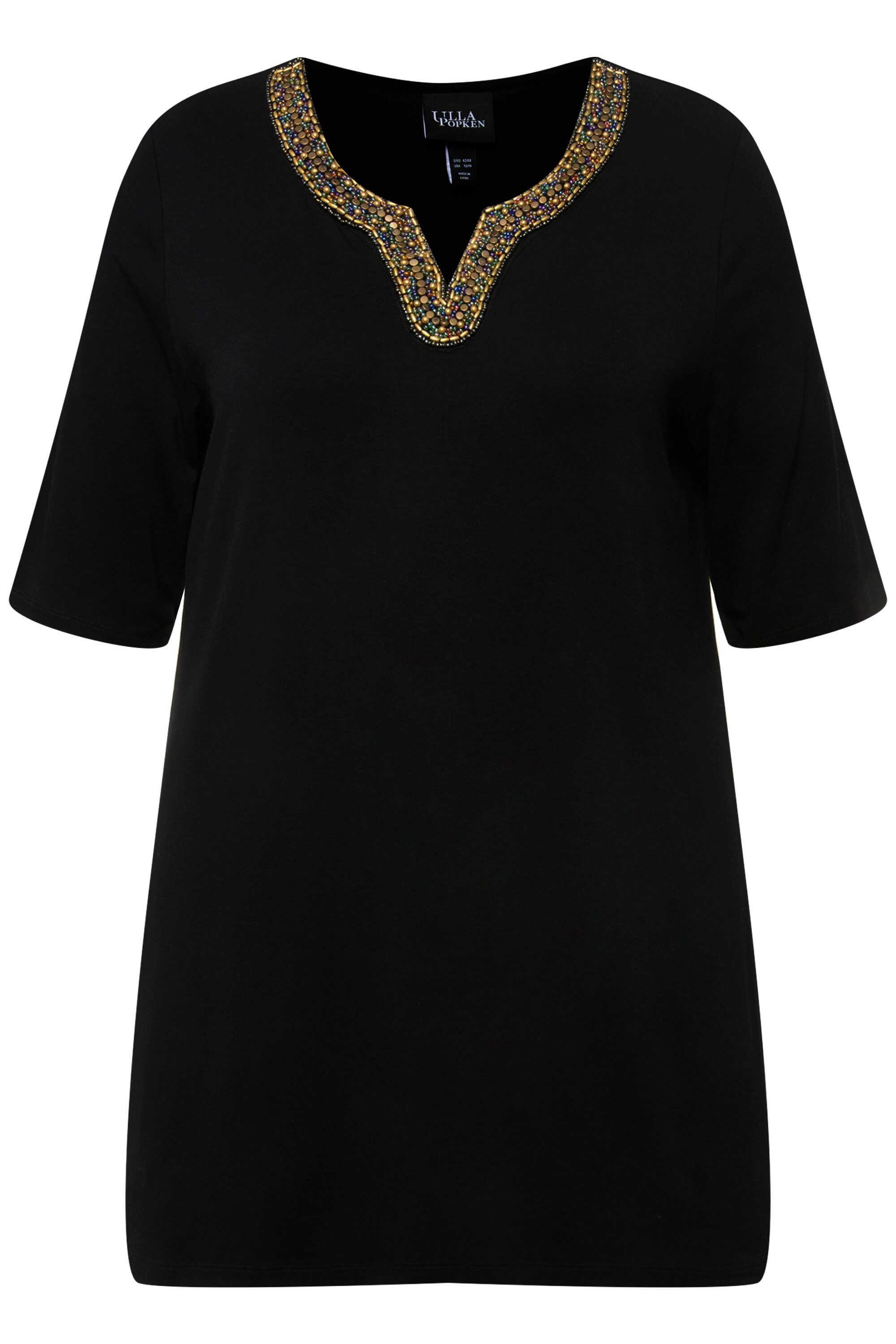 Ulla Popken T-Shirt Shirt-Tunika Stickerei Tunika-Ausschnitt günstig online kaufen