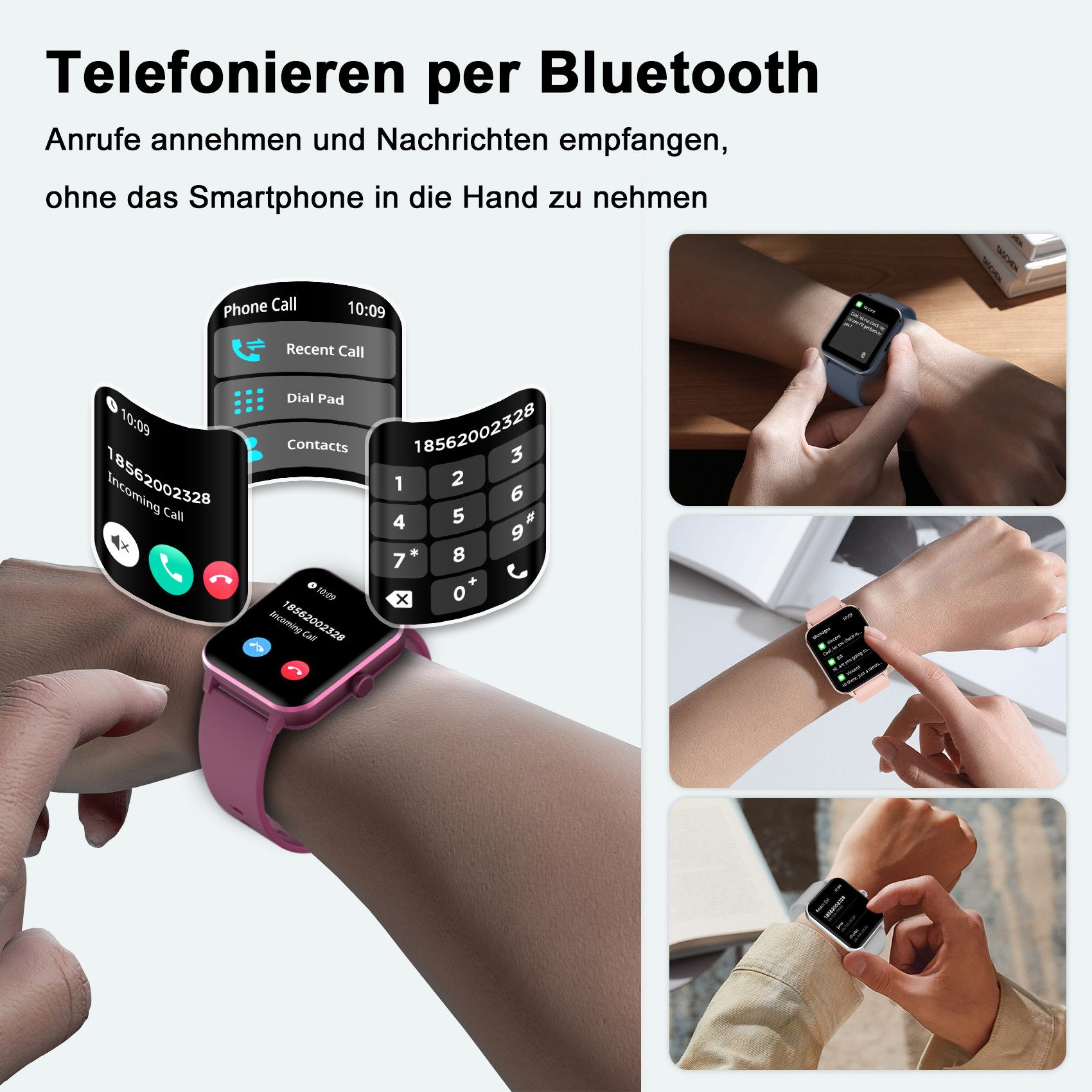 blackview Smartwatch Damen Herren mit 5 Tagen Akkulaufzeit,1,85" HD Touchscreen Smartwatch (1.85 Zoll, iOS/Android), mit Wechselband aus weichemSilikon und Ladekabel, KI-Sprachassistent, Herzfrequenz,SpO₂,Schlaf,100+ Sportmodi, 2 Armband