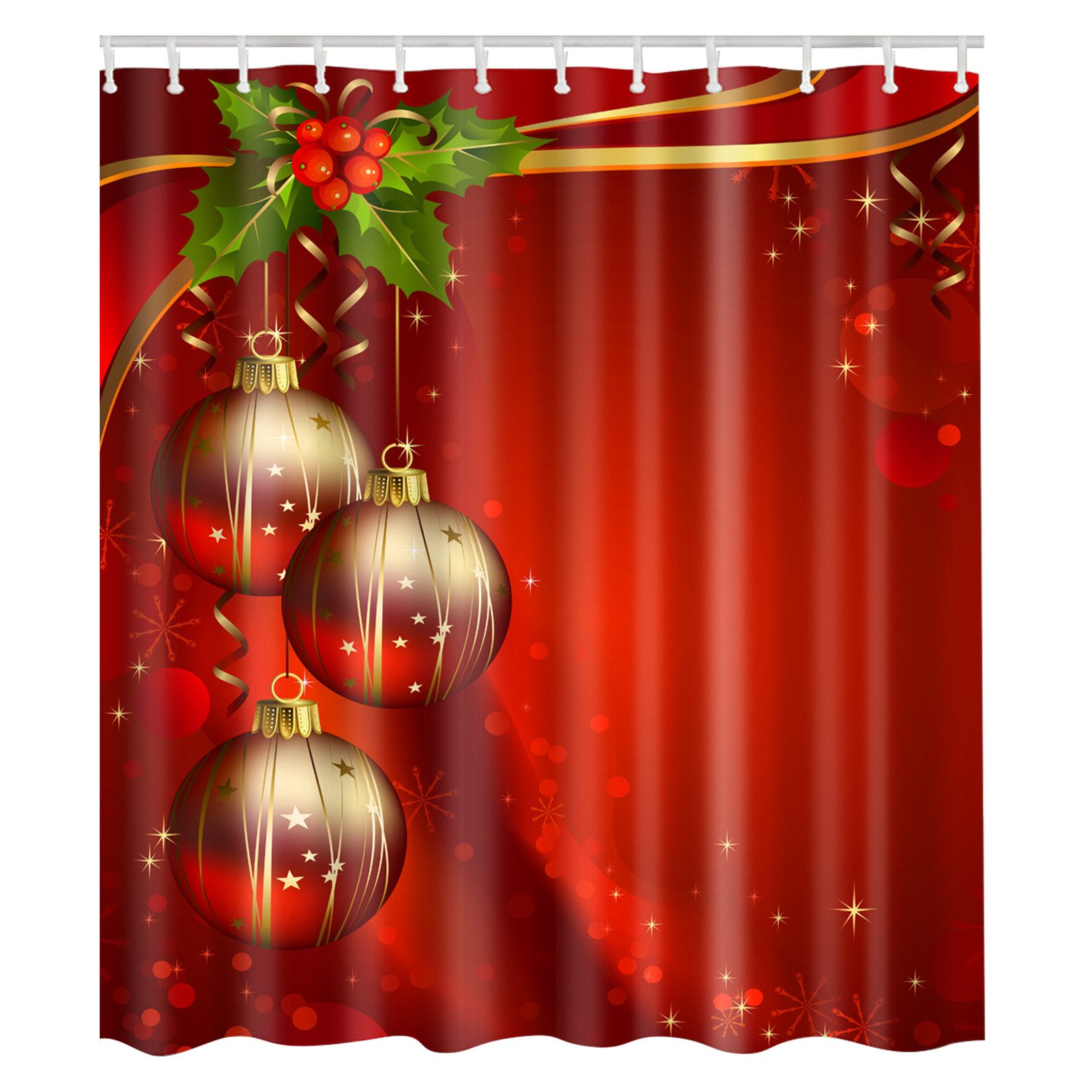 BTTO V&G Duschvorhang Badezimmer Vorhang mit Haken,Weihnachts-Duschvorhang Breite 180 cm (1-tlg), Antischimmel Umweltfreundlich,für Badezimmer