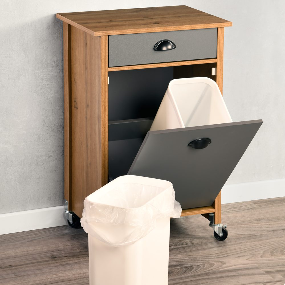 KESPER® Küchenwagen Rollwagen inkl. Abfalleimer, oak, FSC