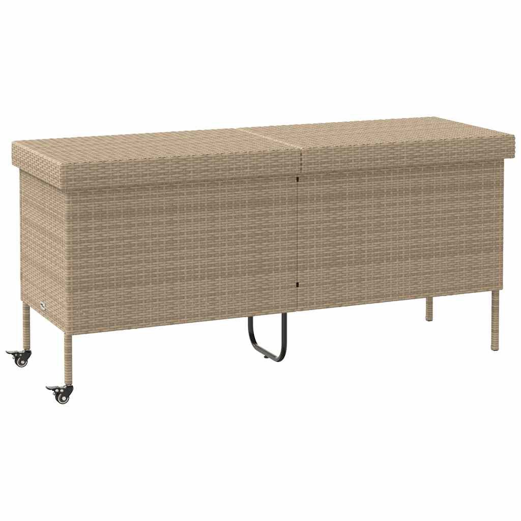 vidaXL Auflagenbox 160 x 55 x 75 cm Gartentruhe mit Rollen Beige 160x55x75 cm Polyrattan