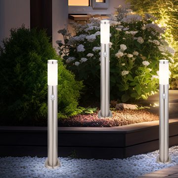 etc-shop Pollerleuchte, Leuchtmittel nicht inklusive, Design 2er Set Stand Lampe Terrassen Garten Haus Strahler IP44