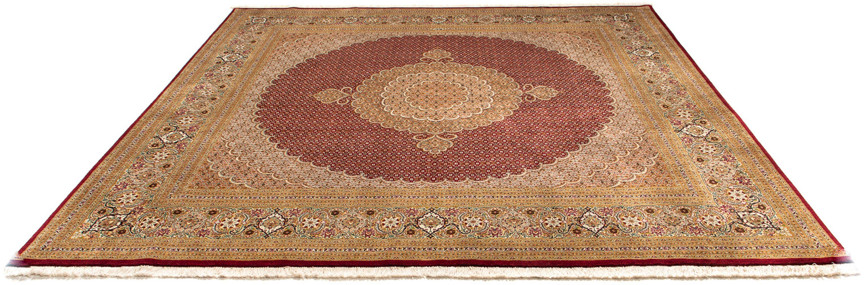 Orientteppich Perser - Täbriz quadratisch - 248 x 246 cm - dunkelrot, morgenland, quadratisch, Höhe: 10 mm, Wohnzimmer, Handgeknüpft, Einzelstück mit Zertifikat