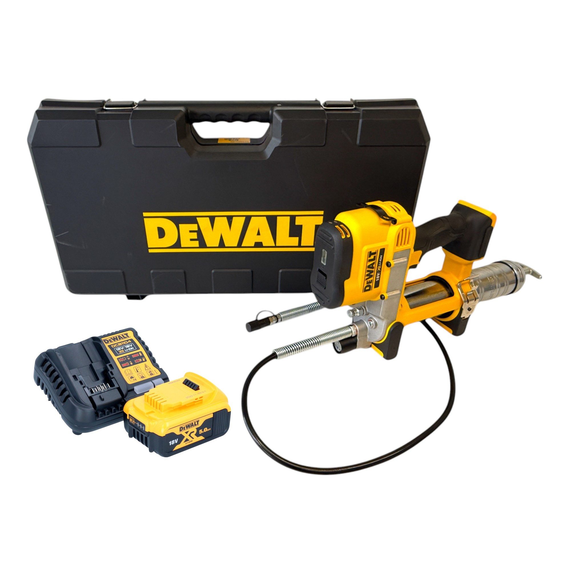 DeWalt Werkstattpresse DCGG 571 P1K Akku Fettpresse 18 V + 1x Akku 5,0 Ah + Ladegerät
