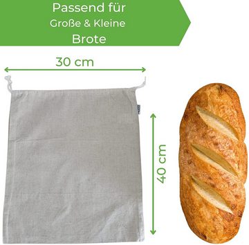 EliXito Brottasche Brotbeutel 100% Leinen Aufbewahrung 30 x 40 cm - Nachhaltig Lebensmittel Frischhalten - Auch Obst- und Gemüsebeutel - Brotsack, (2-tlg), Luftdurchlässig
