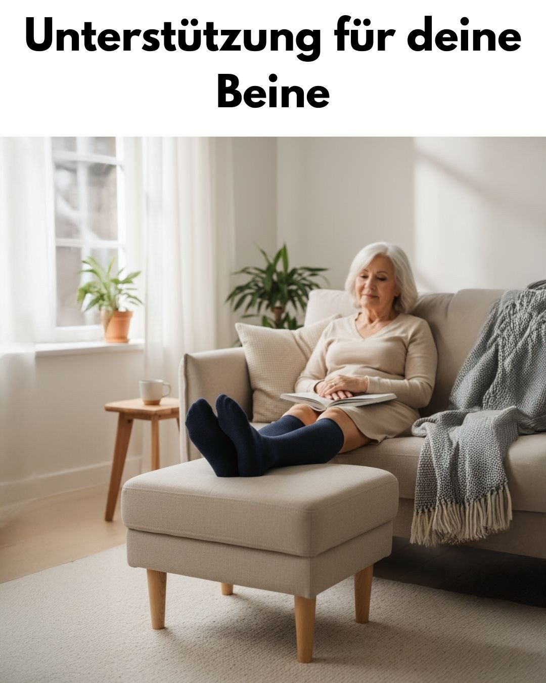 sockenkauf24 Stützkniestrümpfe Kompressionsstrümpfe Reisestrümpfe Stützstrümpfe mit Kompression (Jeans, 2-Paar, 35-38) aus Baumwolle für Damen & Herren mit Komf – Bild 5 von 5