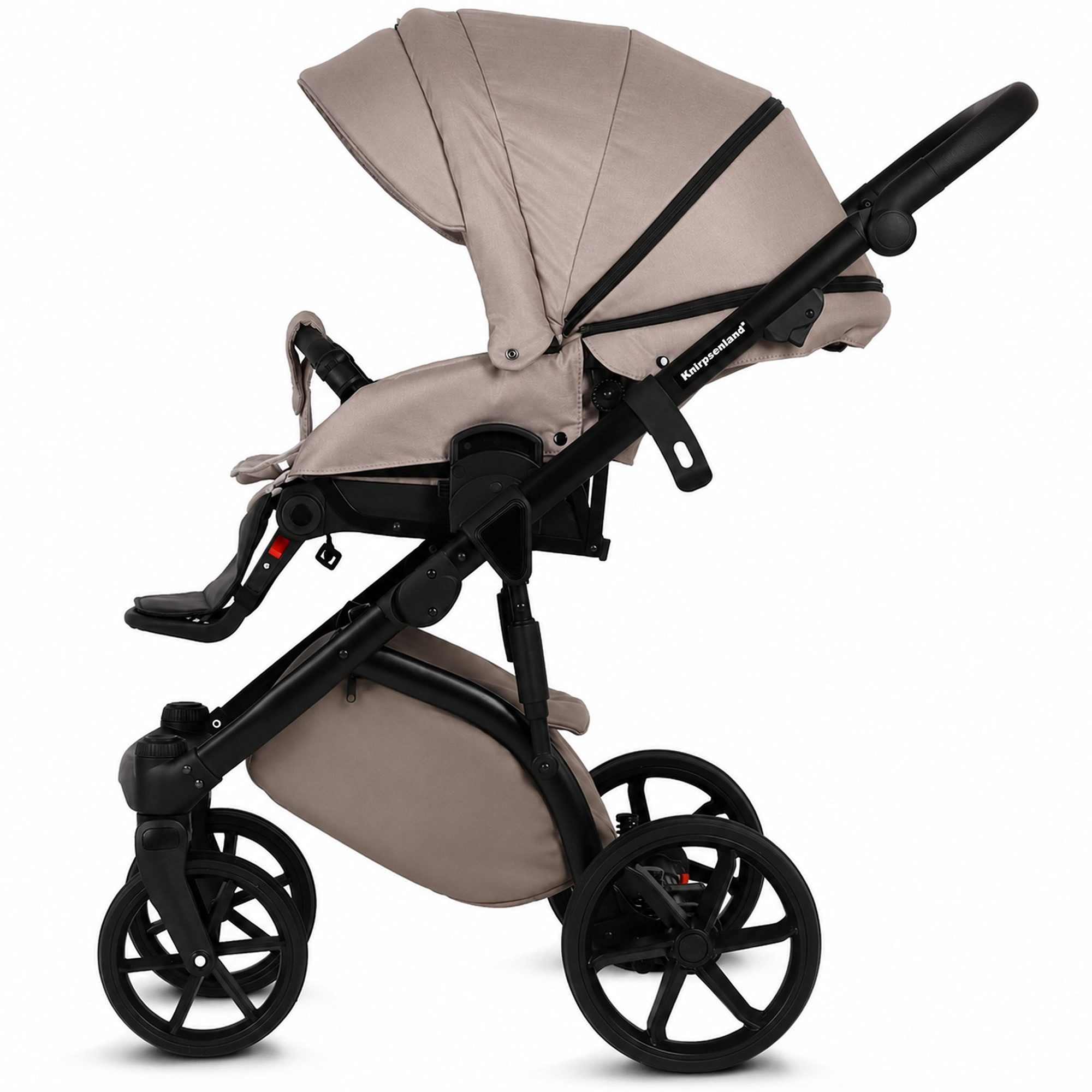 Knirpsenland Kombi-Kinderwagen Valencia 2in1 mit Babywanne & Sportsitz, Wickeltasche, viel Zubehör, (Spar-Set), hohe Sicherheit durch One-Klick System der Kinderwagenaufsätze