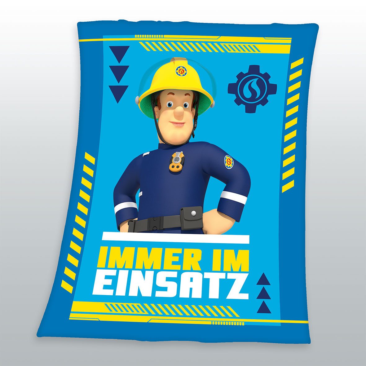 Kinderdecke 130x170cm, Feuerwehrmann Sam Immer Im Einsatz Kuscheldecke Blau günstig online kaufen