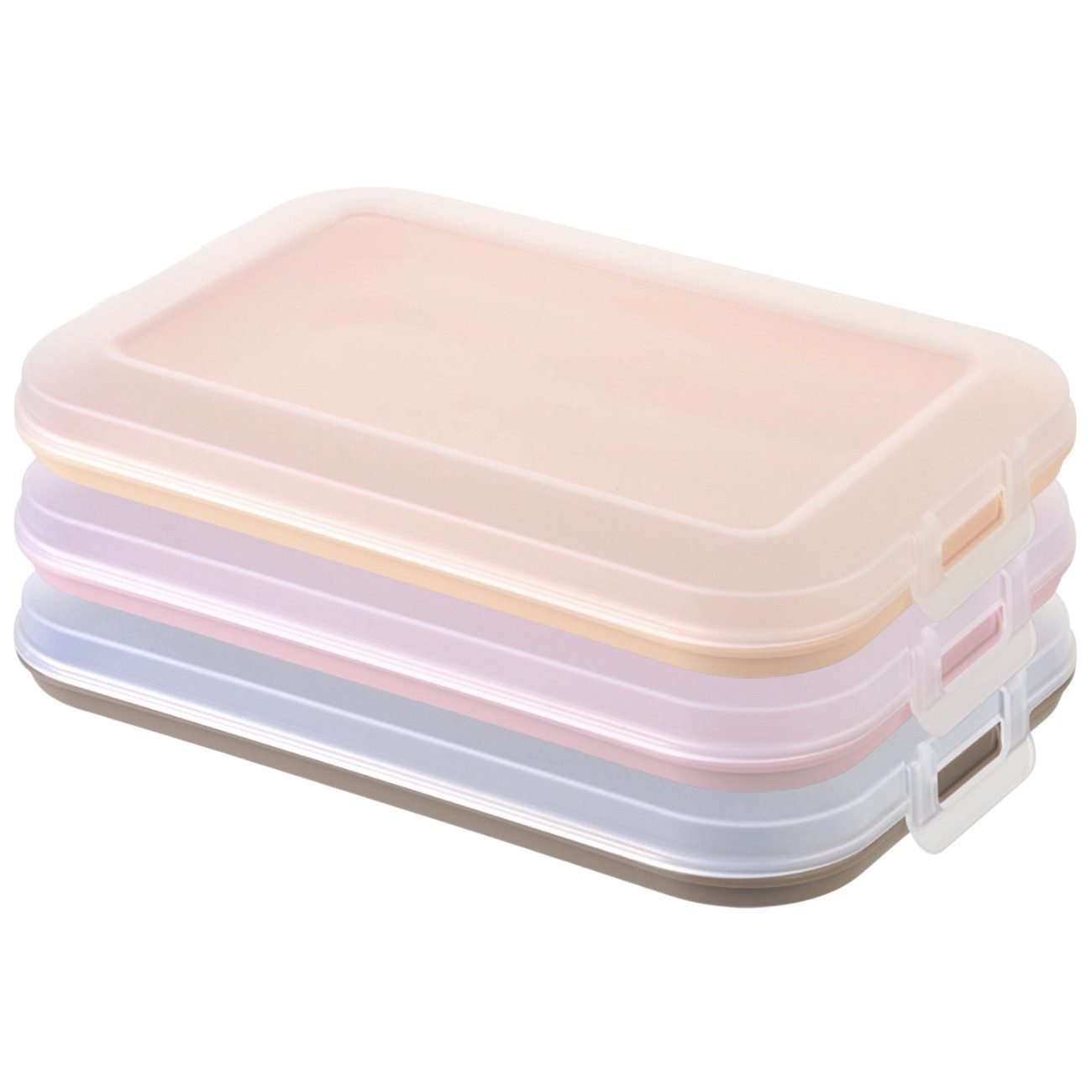 Engelland Frischhaltedose Aufschnittdosen für den Kühlschrank, Aufschnittboxen, PP-Kunststoff, BPA-frei, (Vorteils-Set, 3-tlg., mit transparentem Deckel), stapelbar, platzsparend, Ordnung im Kühlschrank, Organizer, Stapelbox