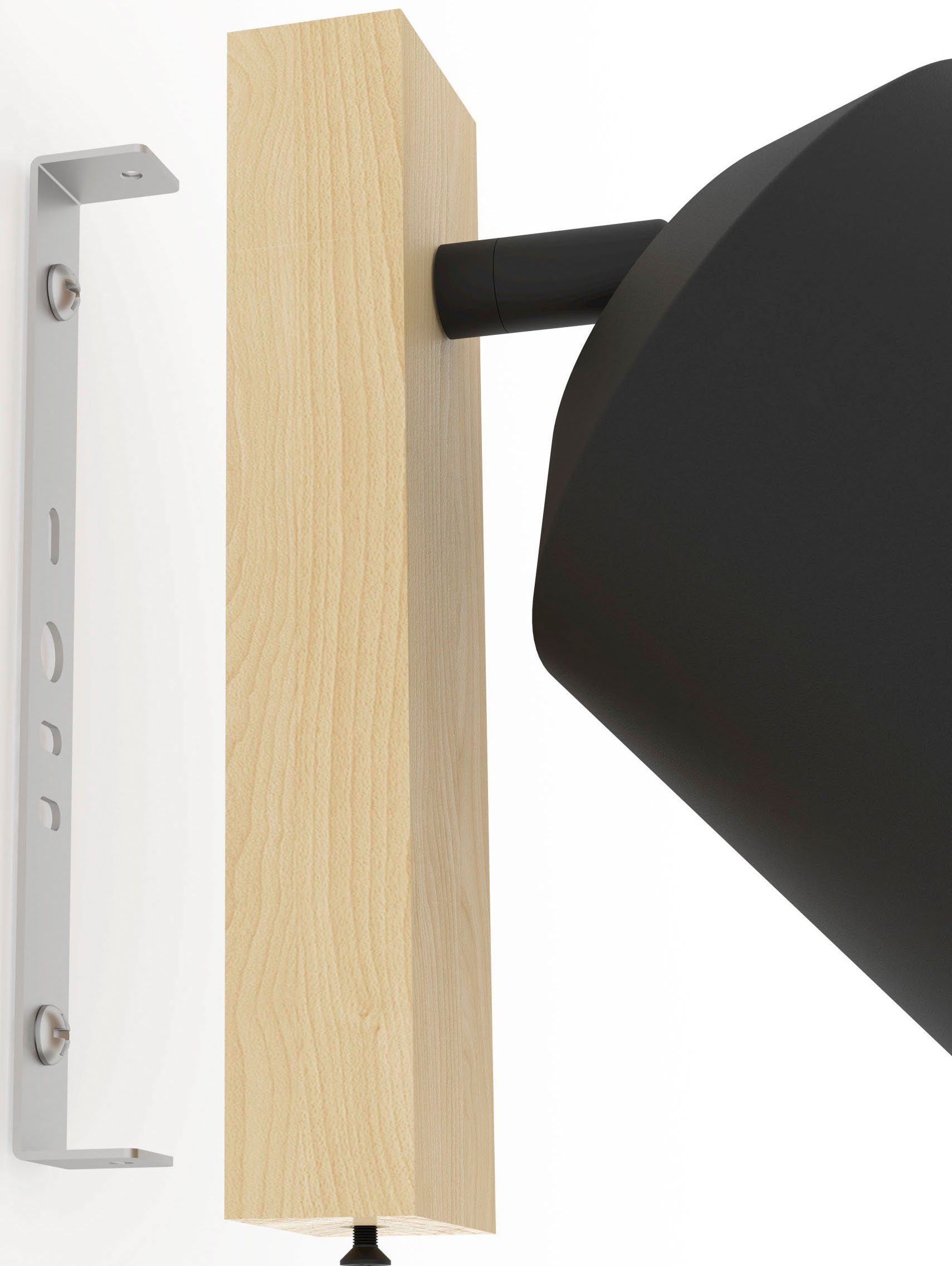 EGLO Deckenspot COTORRO, ohne Leuchtmittel, Leuchtmittel wechselbar, Deckenspot in braun und schwarz aus Holz, Stahl - exkl. E27 - 25W