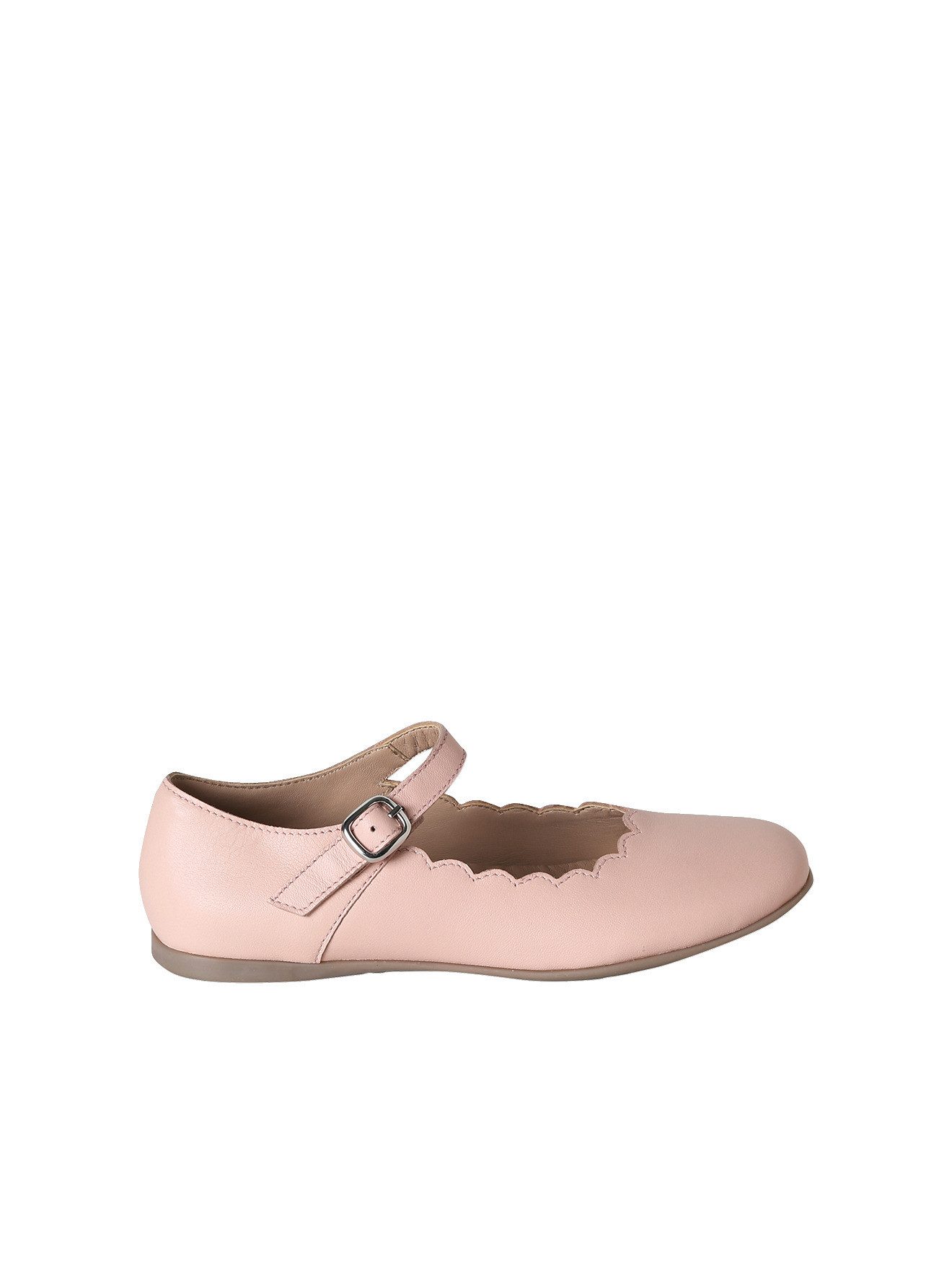 vertbaudet Leder-Ballerinas mit Wellensaum Mädchen Ballerina