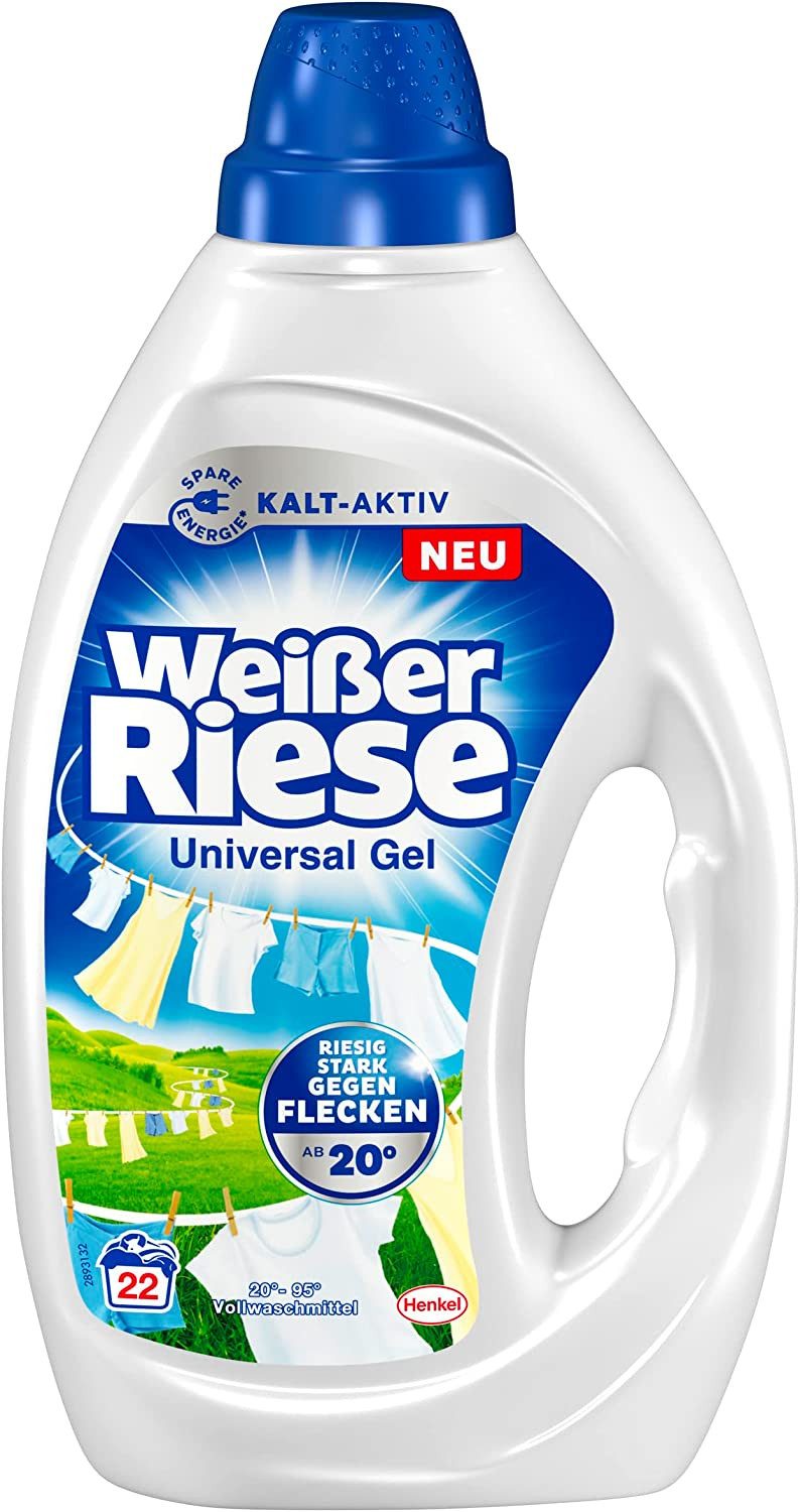 Weißer Riese Weißer Riese Universal Gel Стиральный порошок Flasche 1x 22WL Vollwaschmittel (1-St. wirksam ab 20°C - 100 % recycelbar)