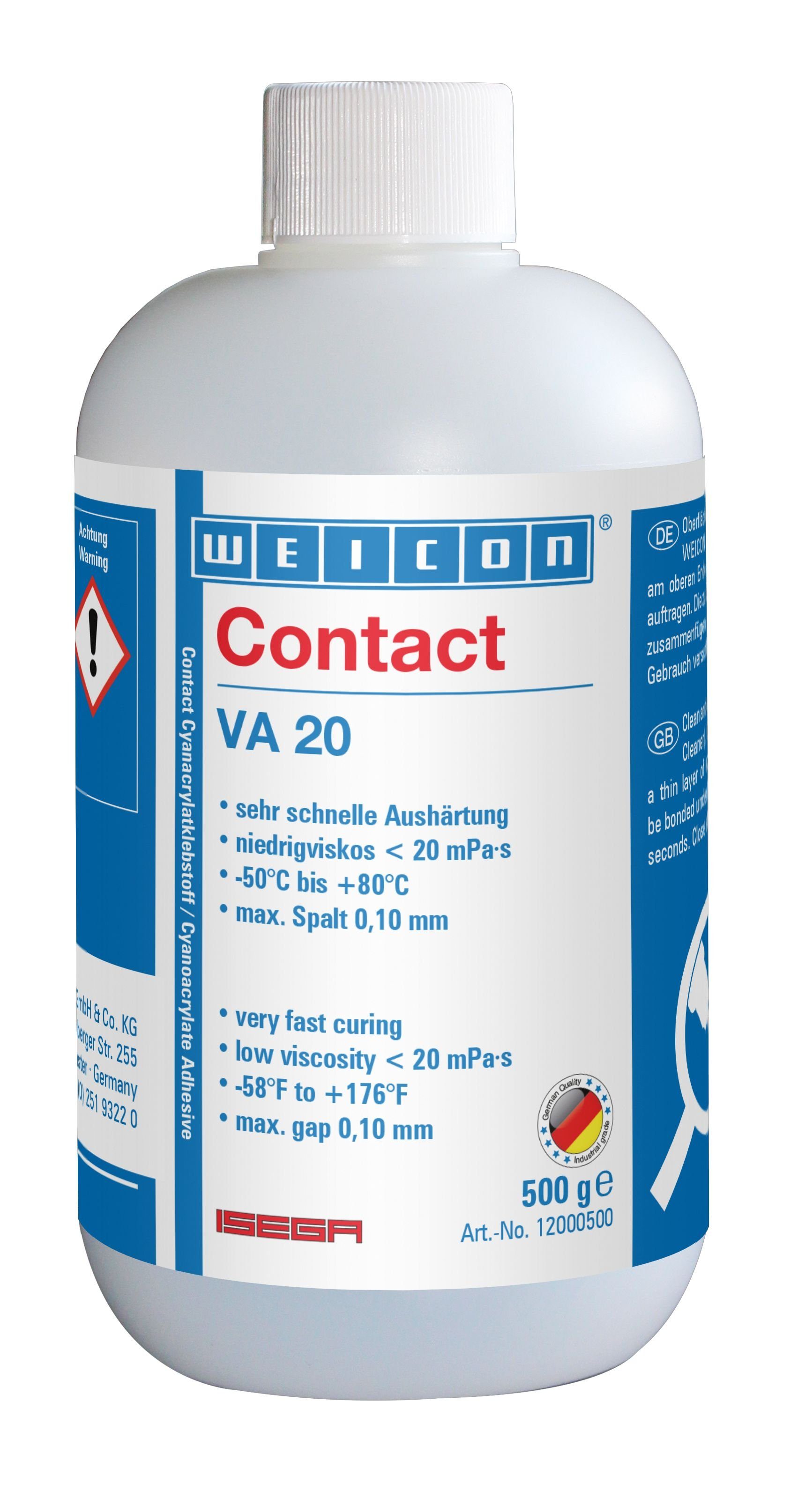 WEICON Клей момент VA 20 Cyanacrylat-Klebstoff für Gummi und Kunststoffe, (Pen, Flasche), ISEGA-zertifiziert, schnelle Aushärtung