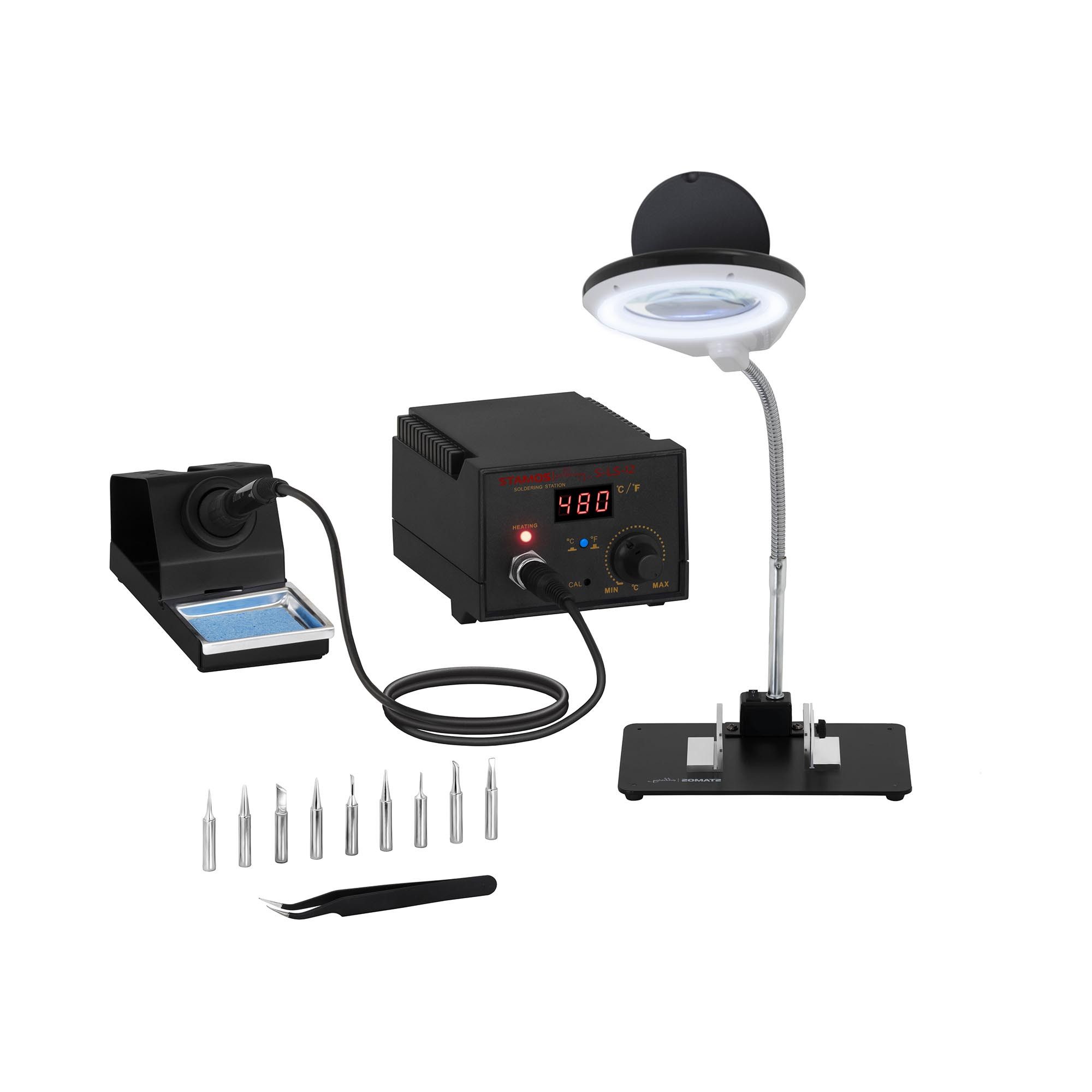 Stamos Welding Group Lötkolben Lötstation 65 Watt LED 200 - 480 °C ESD Safe Inklusive Zubehör, max. 65 W