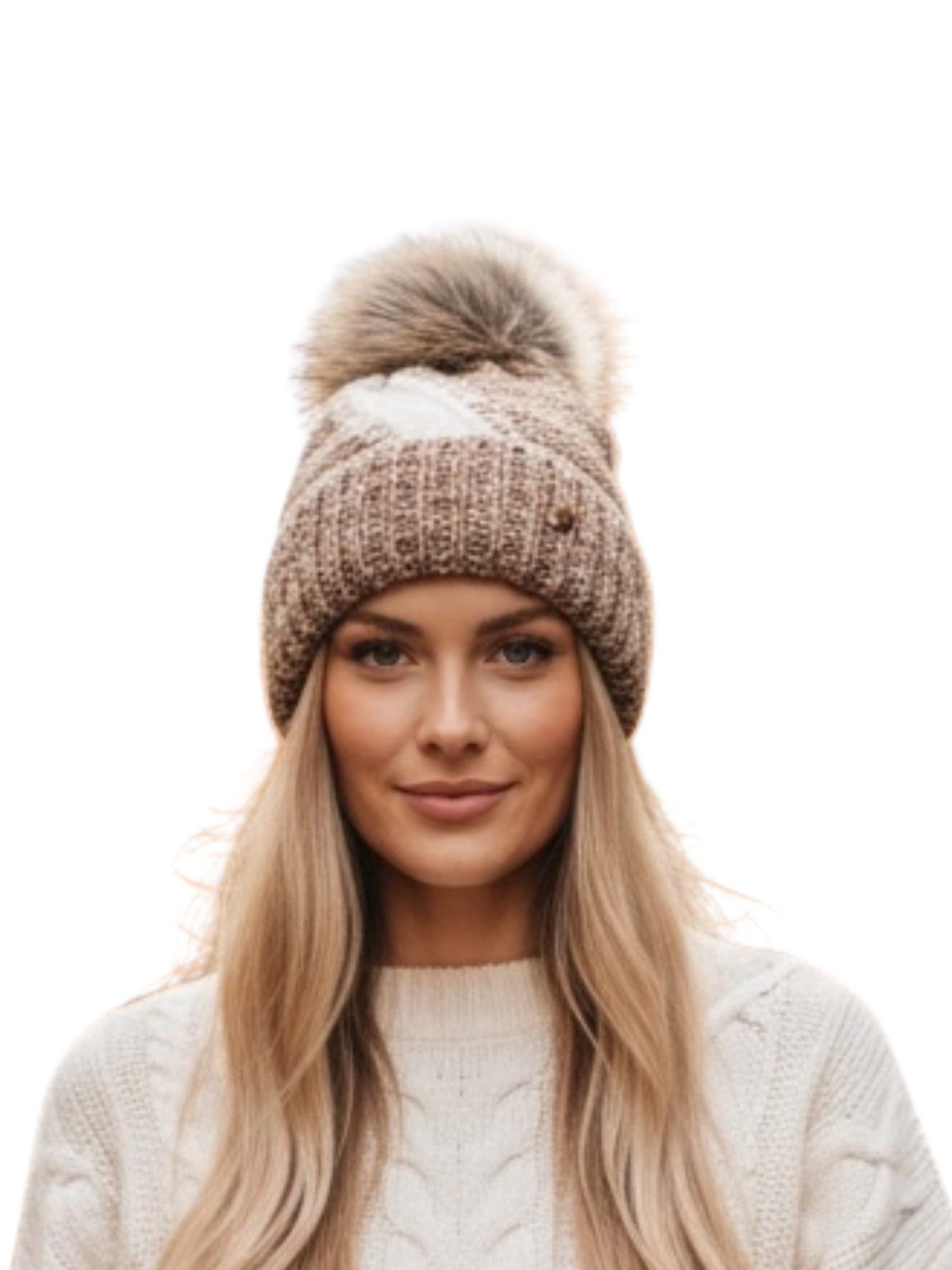Bommelmütze Beanie mit großem Bommel 701P