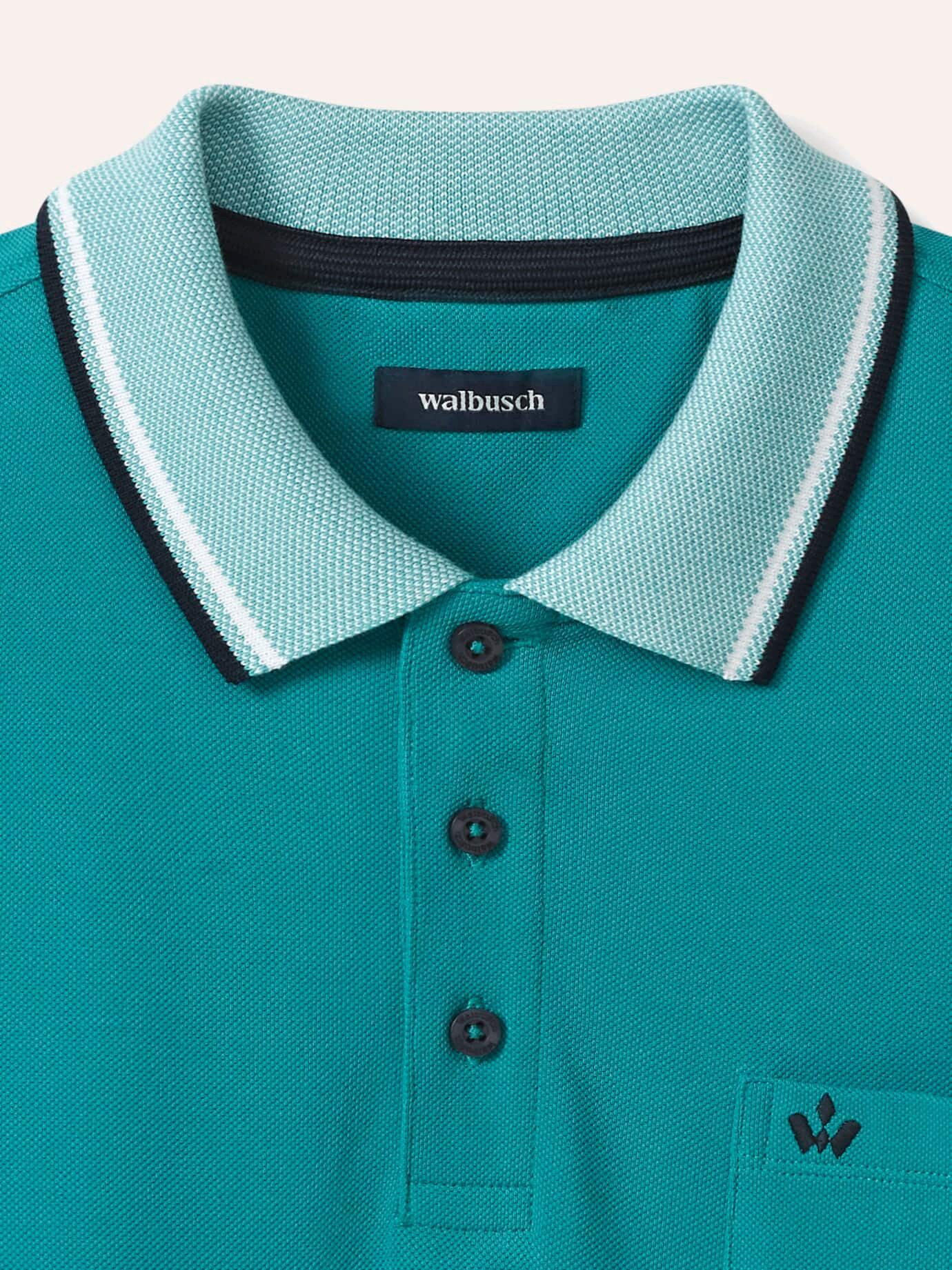 Walbusch Poloshirt Herren Pique-Polo Hitzefrei Kurzarm luftiger Piqué Baumwoll-Polo, 3-Knopf, Brusttasche, pflegeleicht – Bild 4 von 4