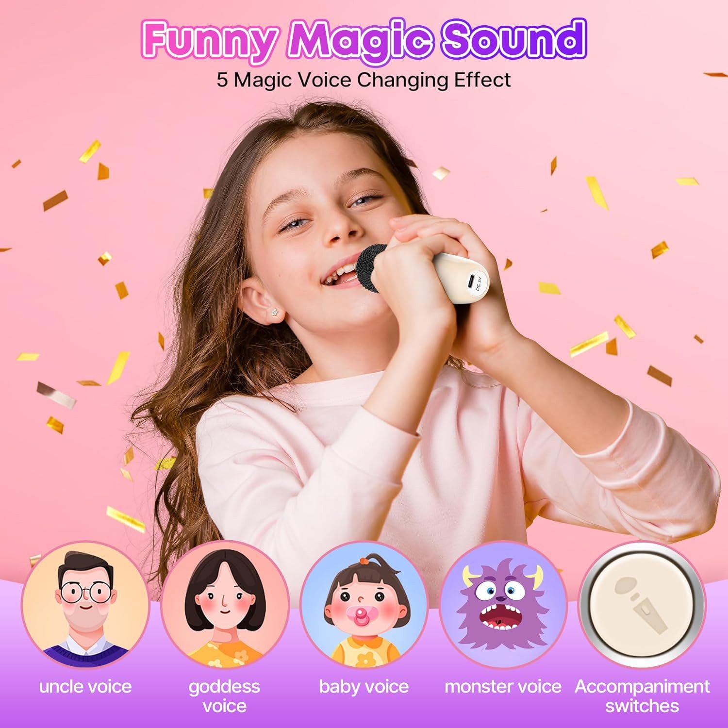 POPOLIC Kinder-Lautsprecher mit 2 Mikrofonen,Geschenk Spielzeug für 3-12 Jahre Karaoke-Maschine (Karaoke Maschine Kinder mit Mikrofon, Geschenk Spielzeug)