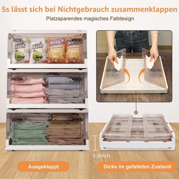 MULISOFT Aufbewahrungsbox 3x Faltbare Kunststoff Aufbewahrungsboxn Stapelbar mit Deckel, Räder (3 St), Plastikbox Stapelkisten Lagerboxen Ordnungsboxen für Schlafzimmer