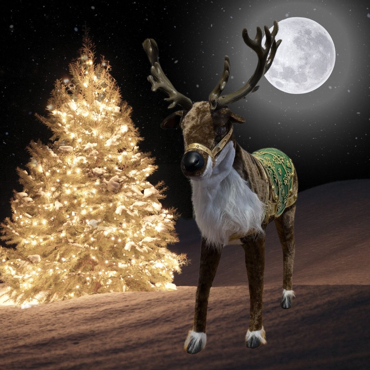 Funny Fashion Weihnachtsfigur Animiertes Weihnachts-Rentier mit Sound & Bew günstig online kaufen