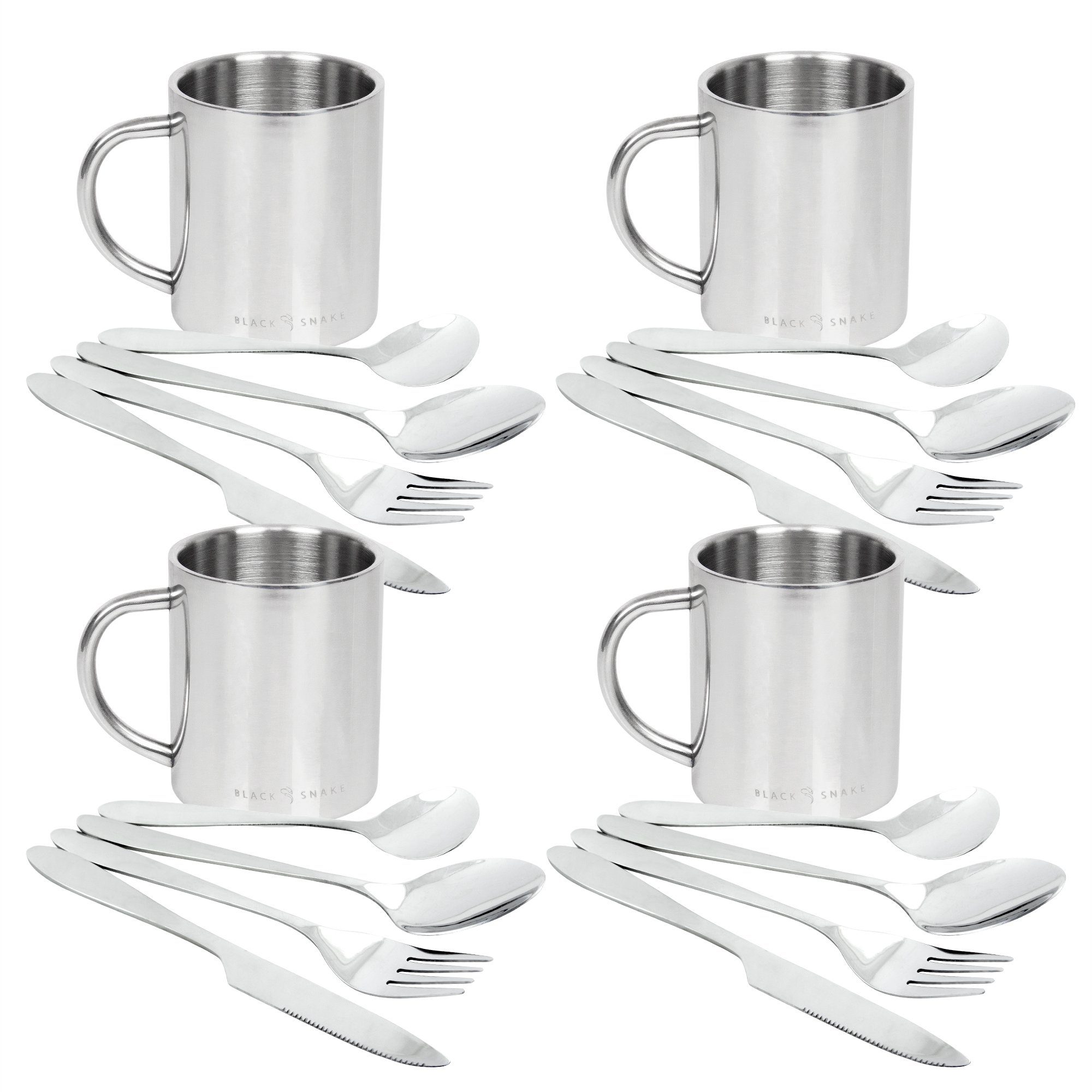Geschirr-Set Thermo Tasse mit Campingbesteck Set