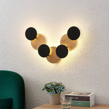 Lindby LED Wandleuchte Grazyna, LED-Leuchtmittel fest verbaut, warmweiß, Modern, Metall, Schwarz, gold, inkl. Leuchtmittel, Wandstrahler