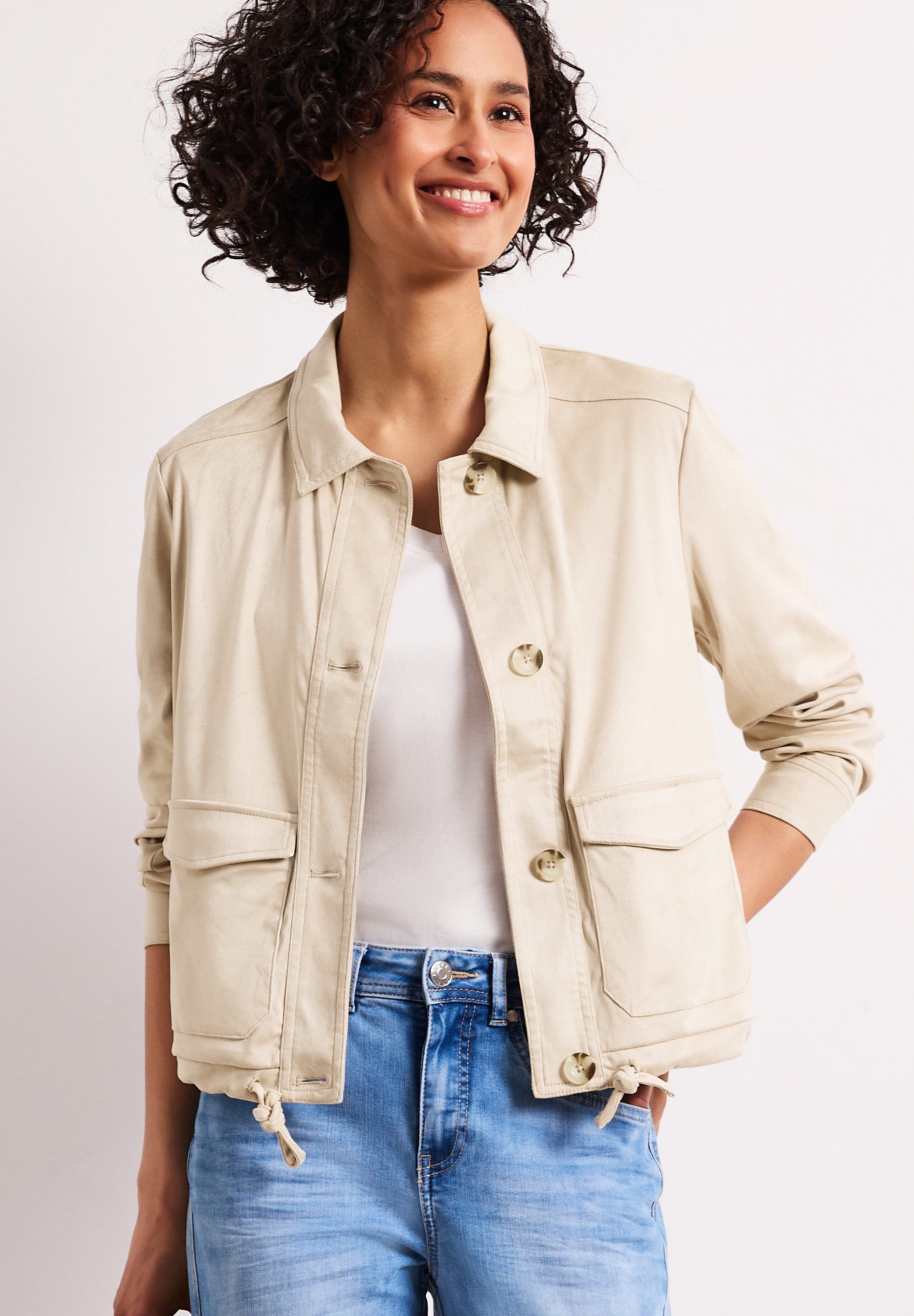 STREET ONE Kurzjacke in Velours-Optik