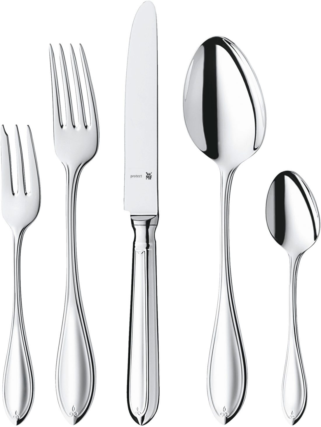 WMF Besteck-Set Premiere in klassisch-eleganter Optik, ergonomisch, Wellenschliff (66-tlg), 12 Personen, Cromargan® Edelstahl Rostfrei 18/10, spülmaschinengeeignet, optimale Schärfe, hochwertiger Besteckkasten