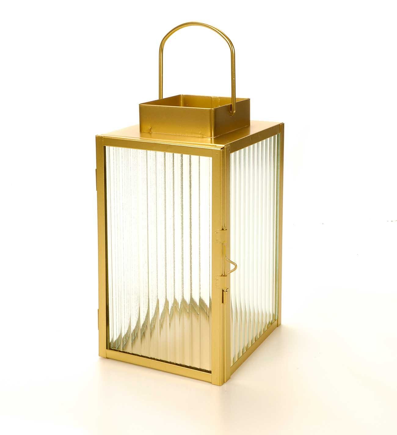 Bubble-Store Kerzenlaterne Laterne (Laterne aus Holz mit Metalldach), goldene Matall Laterne