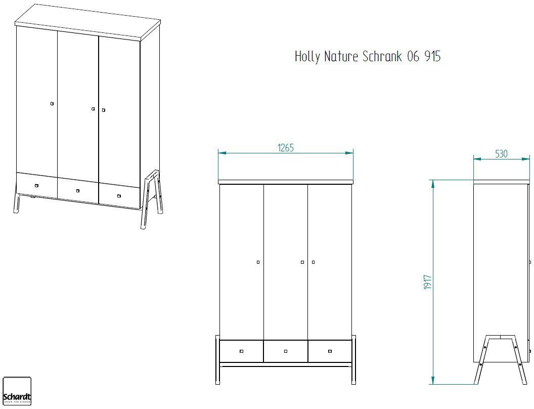 Germany Made Schardt 3-türig; Kinderkleiderschrank Nature in Holly