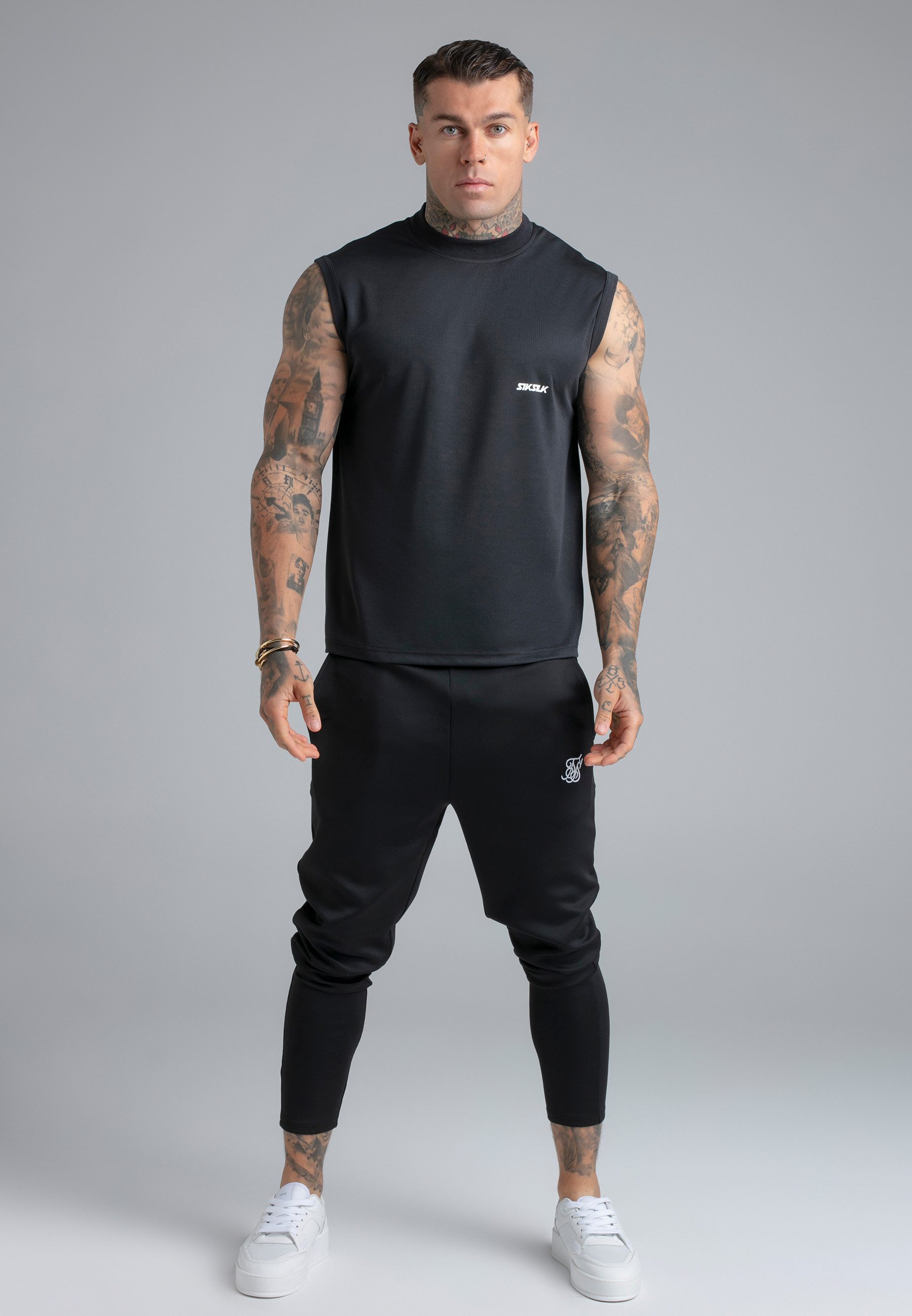 Siksilk Tanktop SikSilk Herren Schwarz Sleeveless T-Shirt