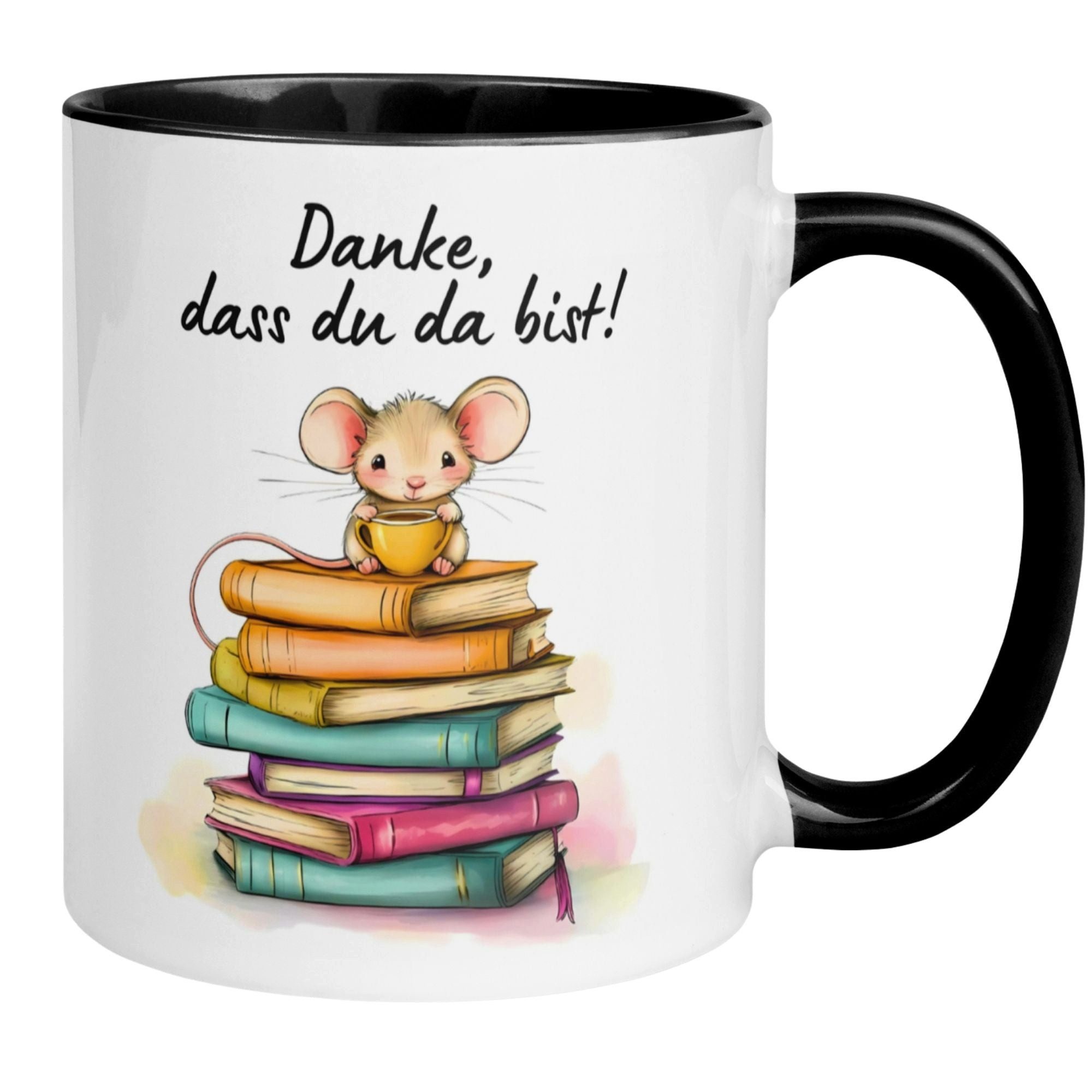 Momentals Tasse Danke – „Maus - Schön dass du da bist“ – Dankeschön Geschenke, Gratis Versand · Links-&Rechtshänder · Spülmaschinenfest