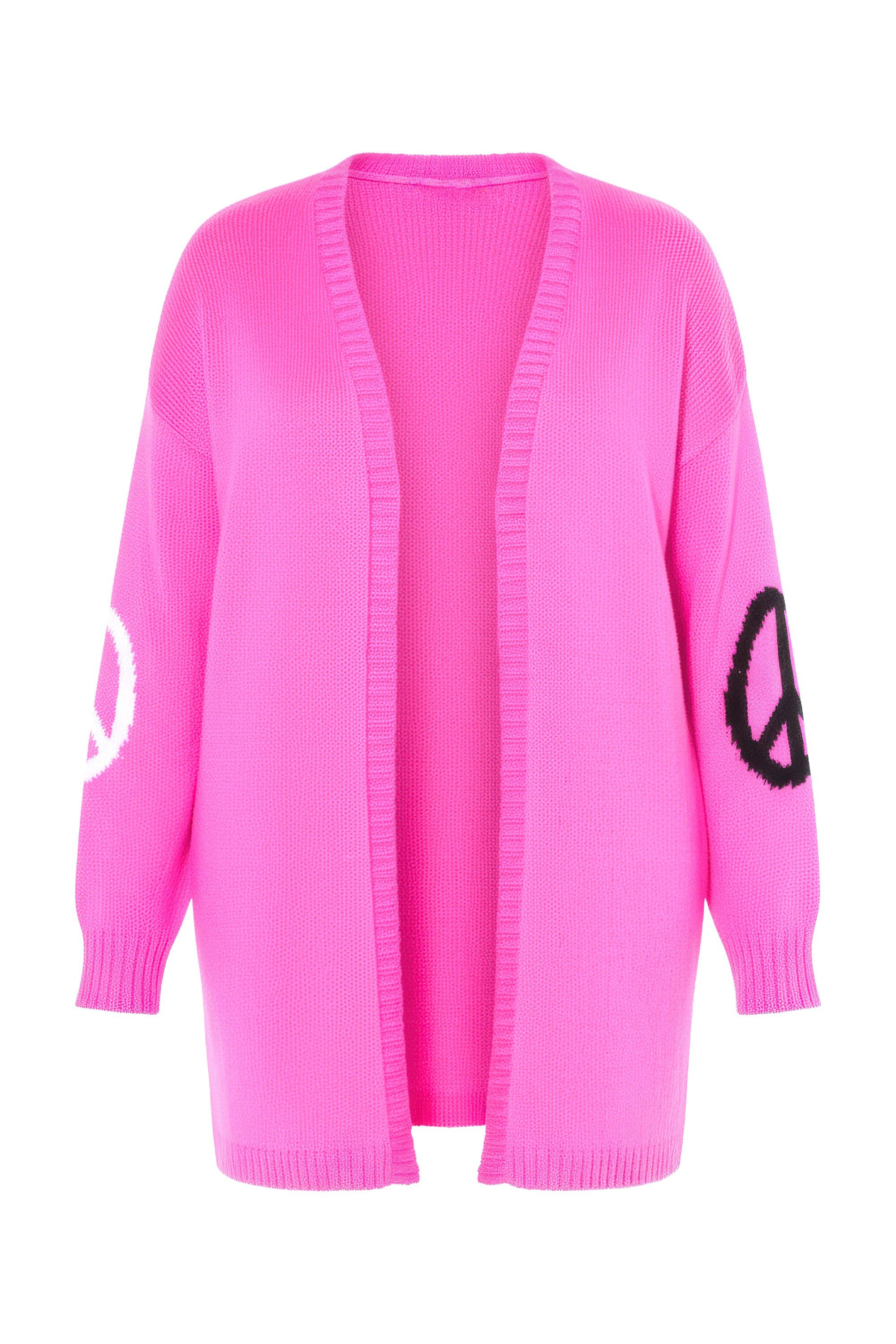 Strickjacke Strickjacke offener Loose Fit Peace-Zeichen