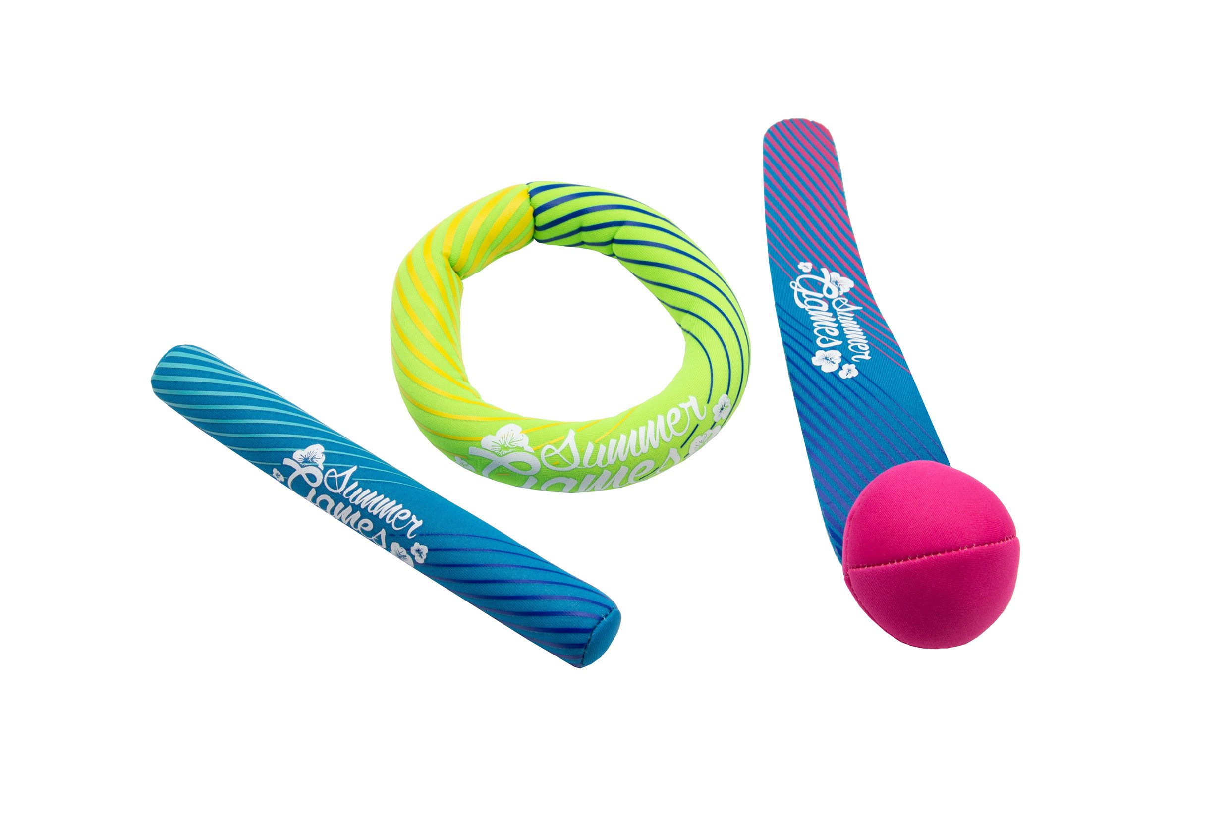 XTREM toys & sports Tauchset SUMMER GAMES Neopren Tauch-Set, 3teilig, Wasserring, Tauchstab & Ball mir Schweif