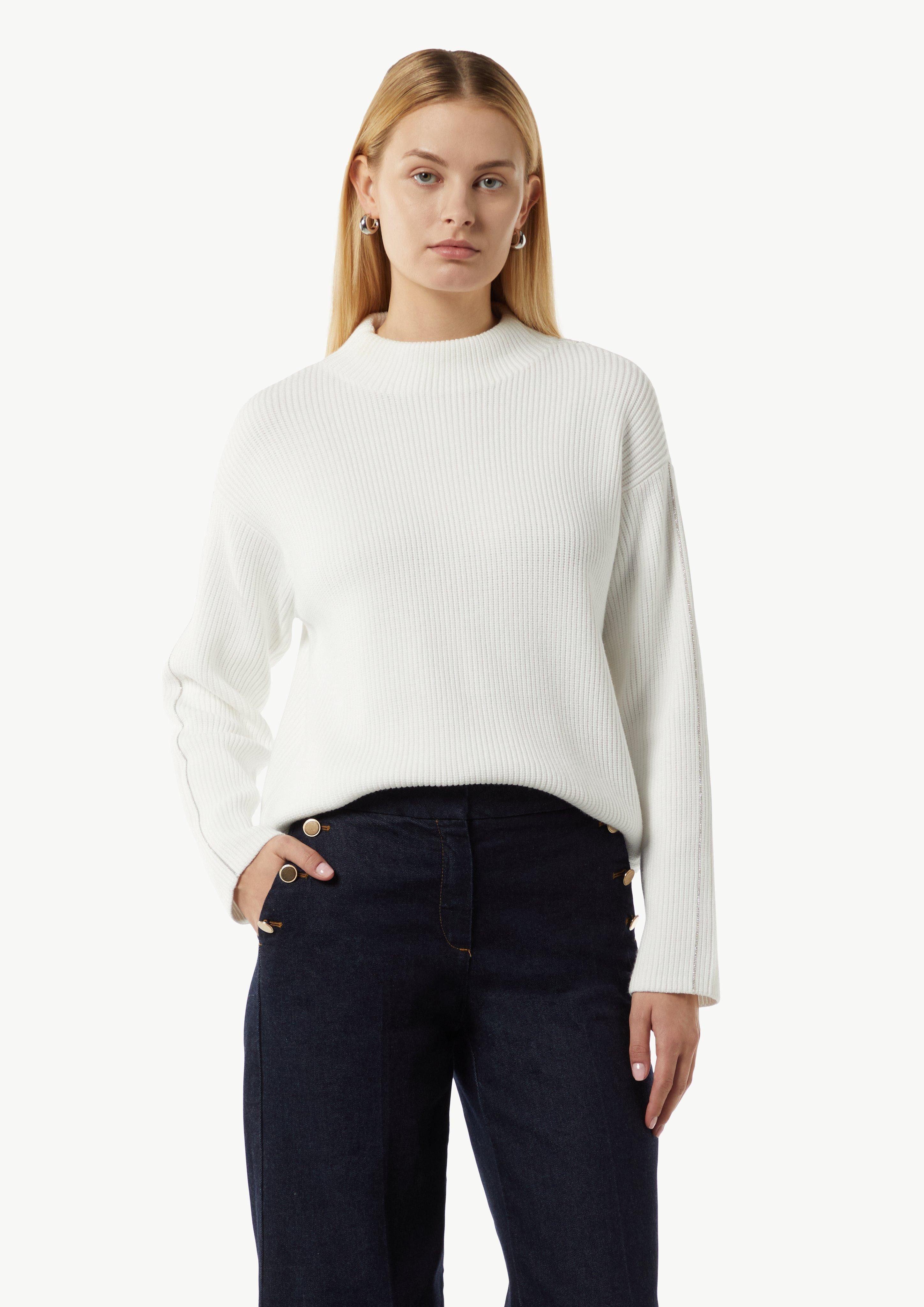 Langarmshirt Strickpullover mit Schmuckdetail am Ärmel