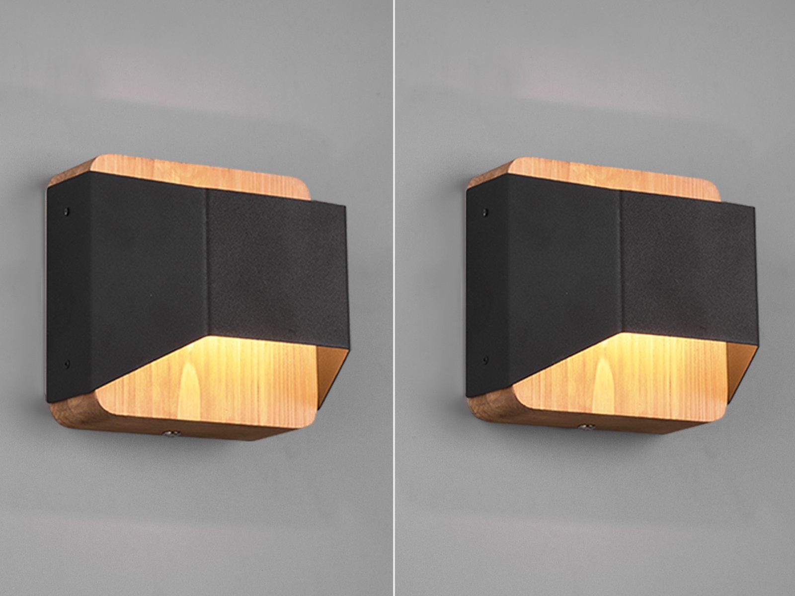 TRIO Leuchten LED Wandleuchte, Dimmfunktion, LED fest integriert, Warmweiß, innen, klein-e Holz-lampe Wandstrahler Updown Leuchte dimmbar Ø12cm