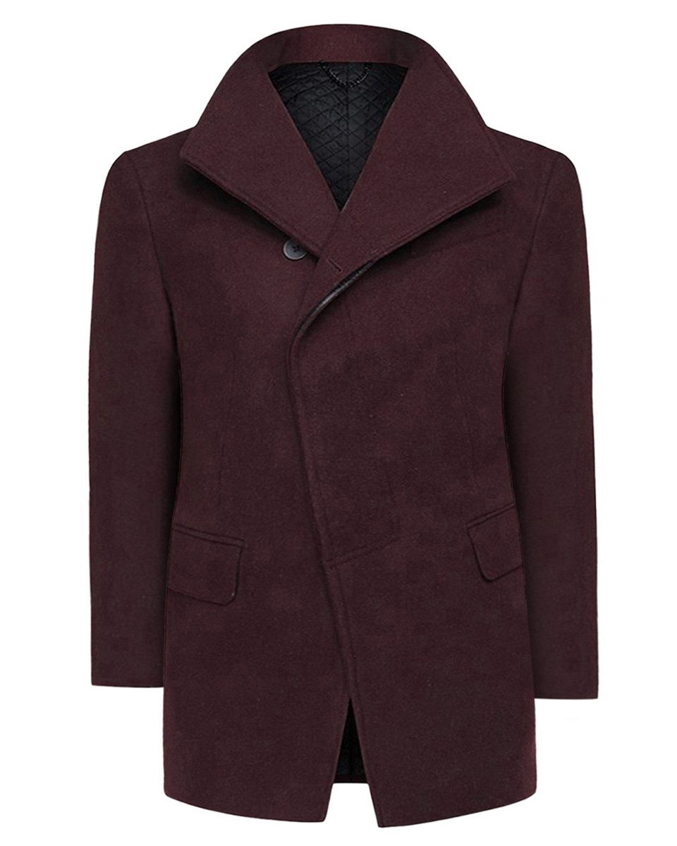 Allthemen Wollmantel mit Reverskragen Wintermantel Herren kurze Winterjacke für Winter