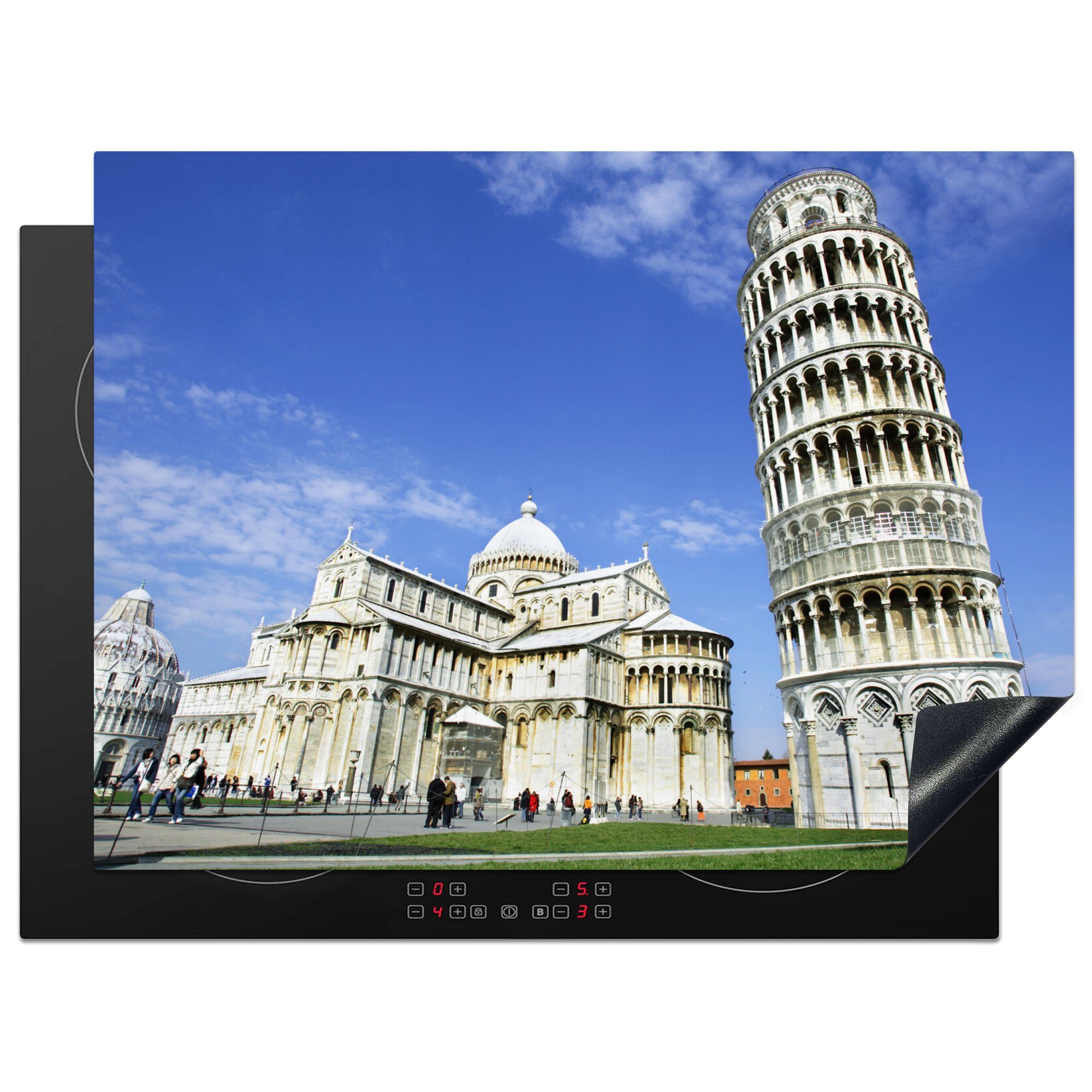 MuchoWow Herdblende-/Abdeckplatte Pisa - Italien - Architektur - Turm, Vinyl, (1 tlg), 70x52 cm, Mobile Arbeitsfläche nutzbar, Ceranfeldabdeckung