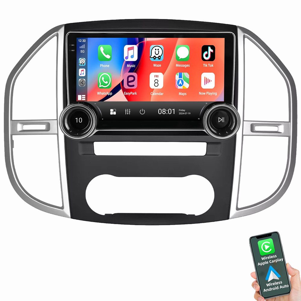 ESSGOO Für Mercedes Benz Vito 3 W447 2014-2020 Android 15 Autoradio Autoradio (RDS, 4+64GB optional, Digitalradio (DAB), FM, AM, Apple Carplay Android Auto NAVI EQ SWC)