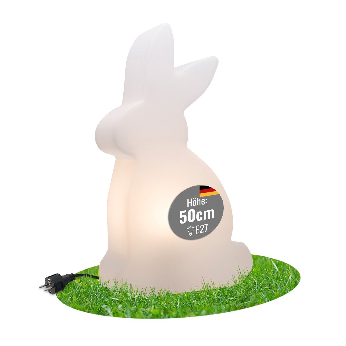 8 seasons design LED Dekofigur Shining Rabbit, Dekolampe für außen (Garten, Terrasse), Osterdeko, LED wechselbar, E27-Fassung, warmweißes Licht, Osterhase, Ostern, Frühlingsdeko für außen & innen