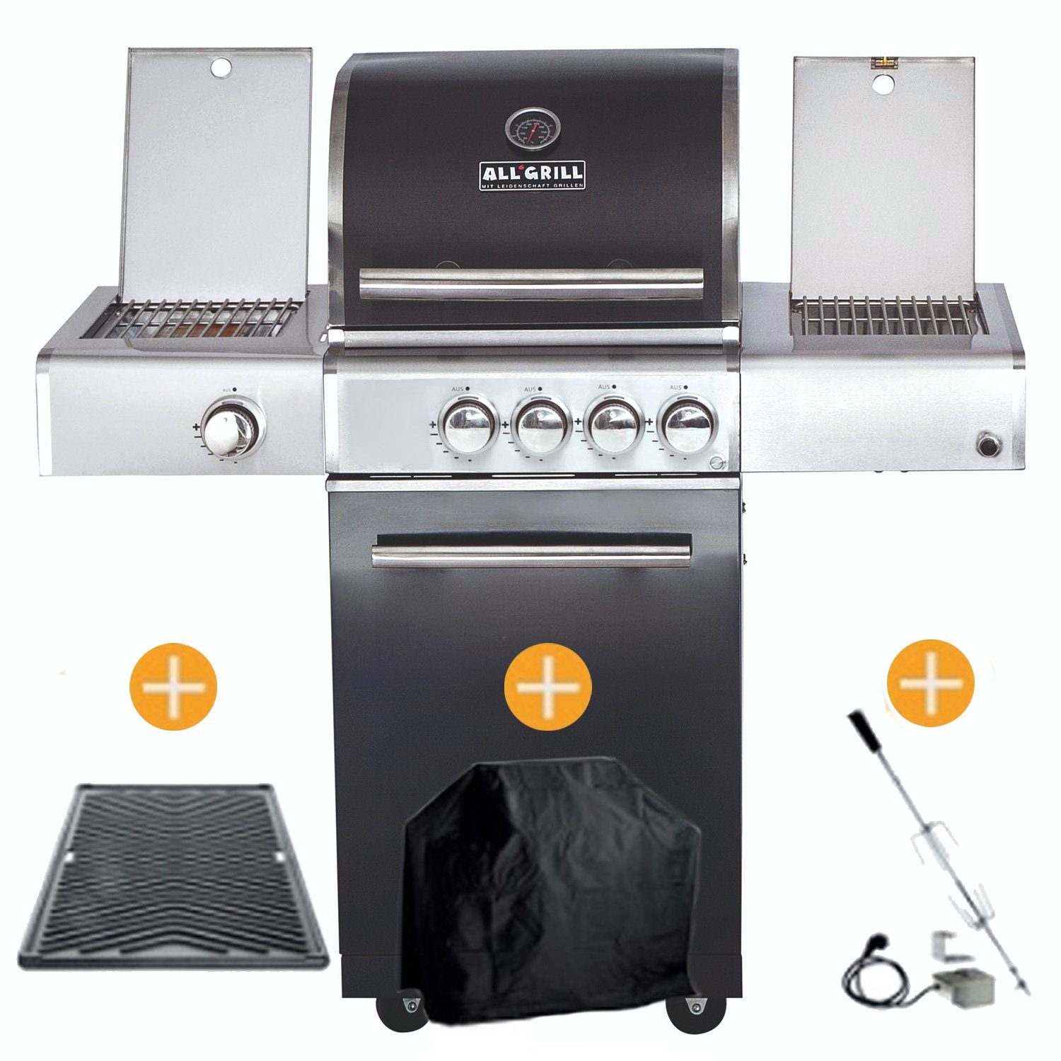 ALL'GRILL Gasgrill CHEF Paket S2 Backburner Seitenkocher Steakzone GRATIS Zubehör