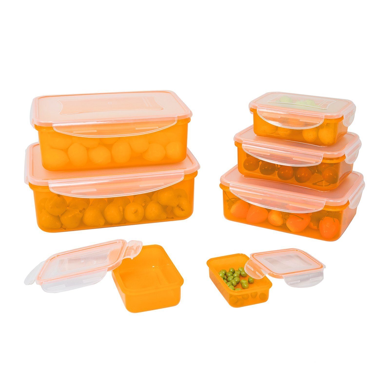 Set, Kunststoff, (Set, 14-tlg), Orange Frischhaltedose Frischhaltedosen 14-teiliges Neuetischkultur Lebensmitteldose