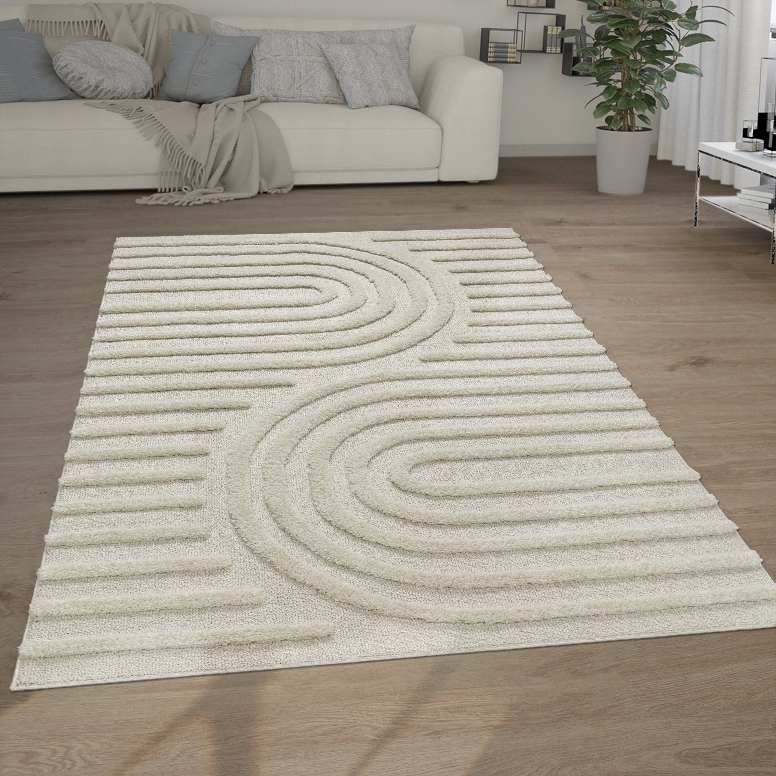 Hochflor-Teppich Für Wohnzimmer Mit 3D Effekt Teppich, Paco Home, rechteckig, Höhe: 34 mm