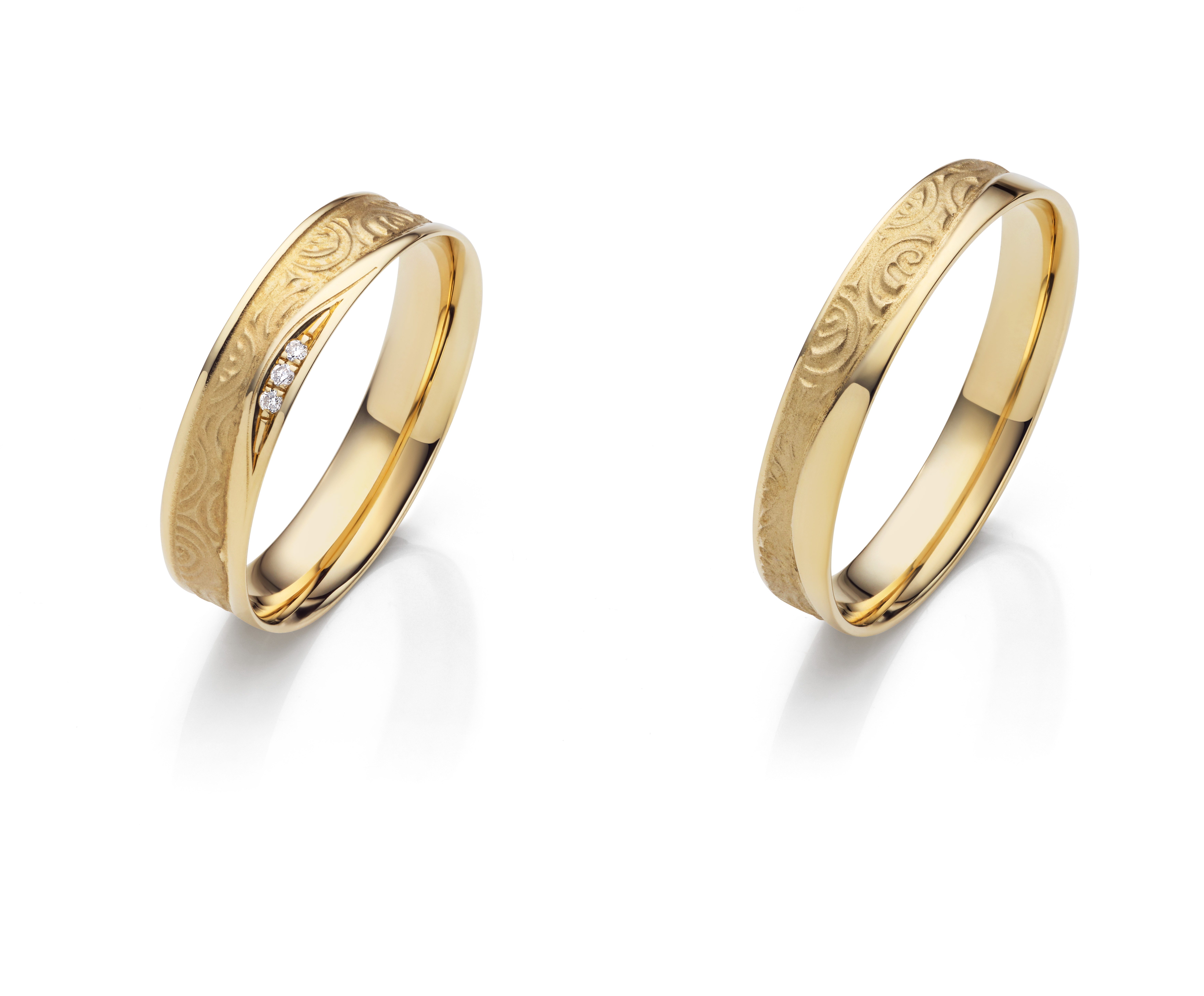 Firetti Trauring Schmuck Geschenk Gold 375 Hochzeit Ehering Partnerring "LIEBE", Made in Germany - wahlweise mit oder ohne Brillanten