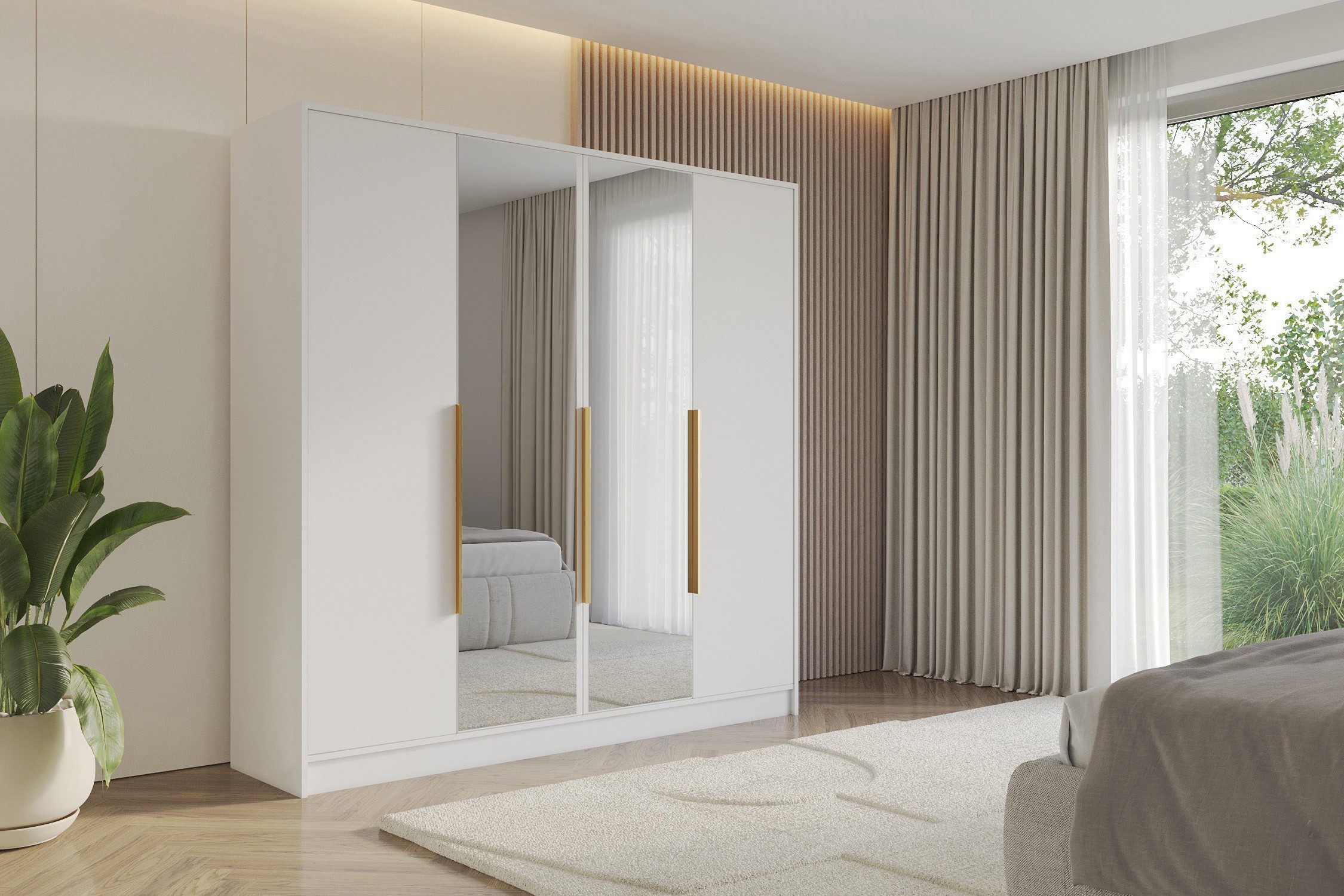 ALTDECOR Drehtürenschrank LESE (Kleiderschrank Garderobenschrank mit viel Stauraum, Moderner Schrank) Vielseitiger Drehtürenschrank mit Spiegeltüren Spiegel Flügeltüren