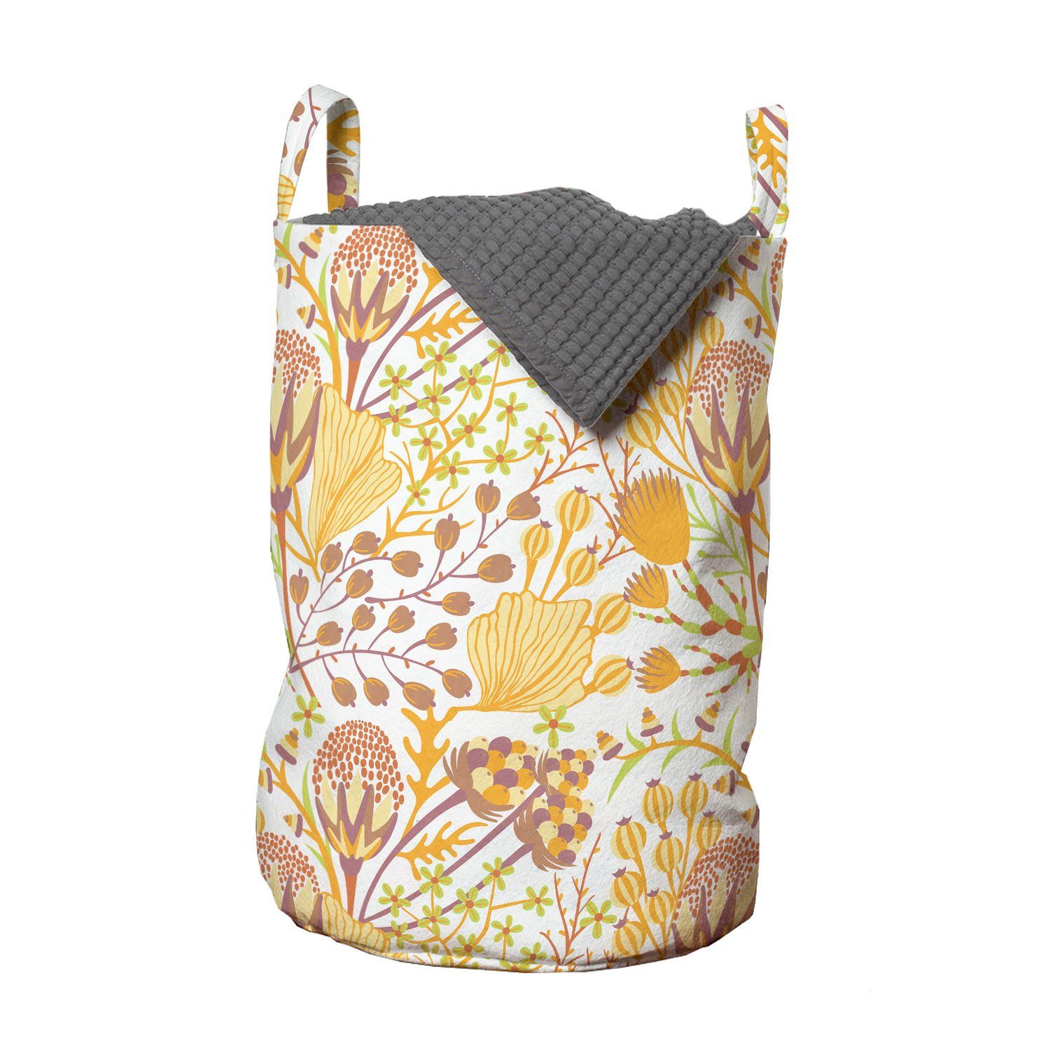 Abakuhaus Wäschesäckchen Wäschekorb mit Griffen Kordelzugverschluss für Waschsalons, Blumen Einfaches Design Wilde Blumen