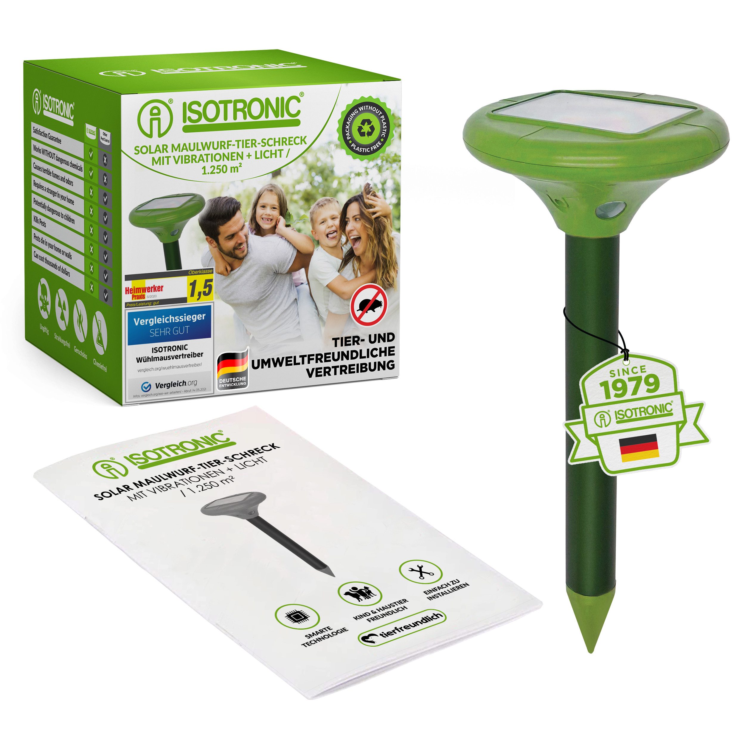 ISOTRONIC Vibrations-Tierabwehr Solar LED Maulwurfabwehr, 1-tlg.