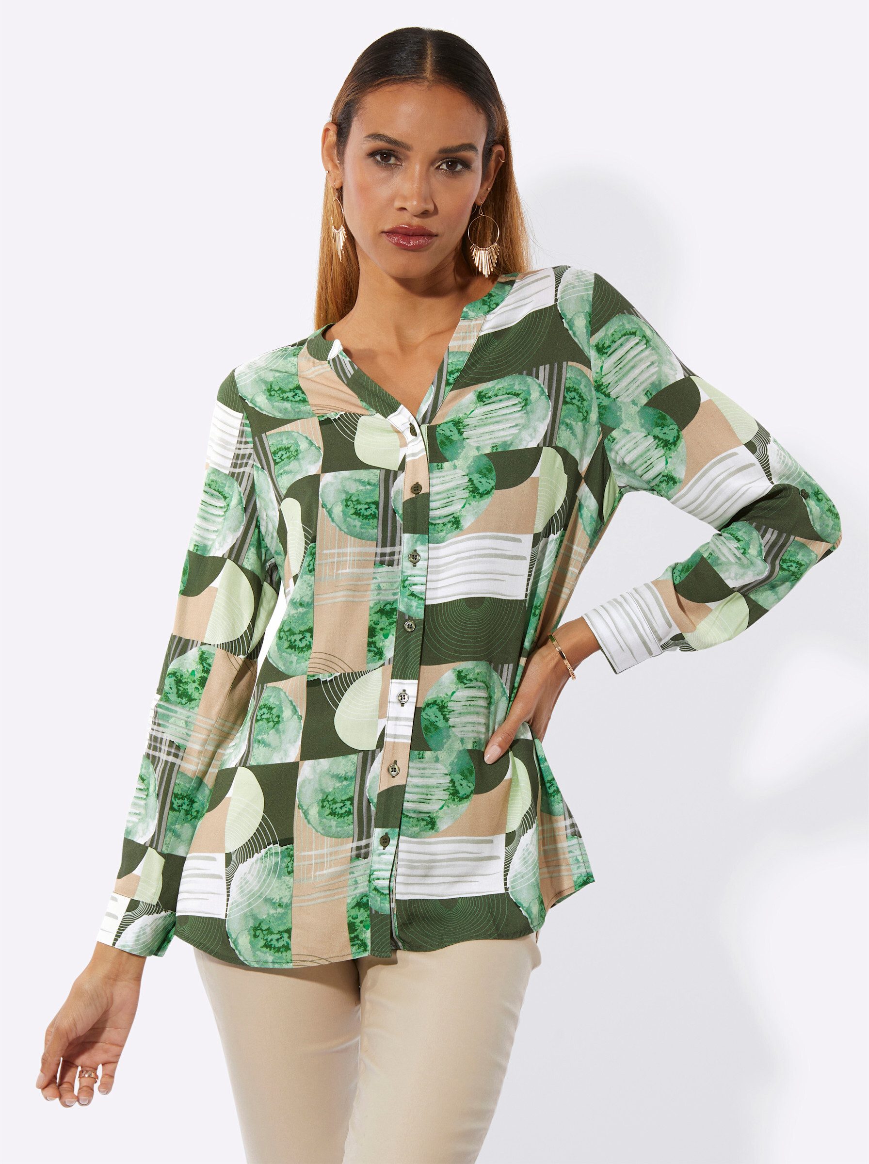 creation L Klassische Bluse Longbluse Langarm
